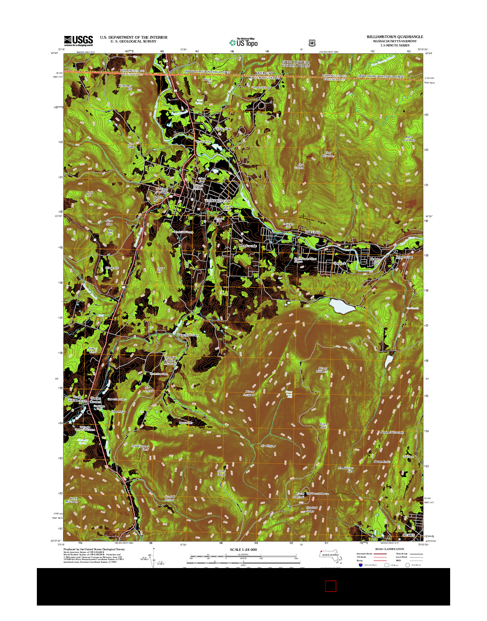 USGS US TOPO 7.5-MINUTE MAP FOR WILLIAMSTOWN, MA-VT 2012