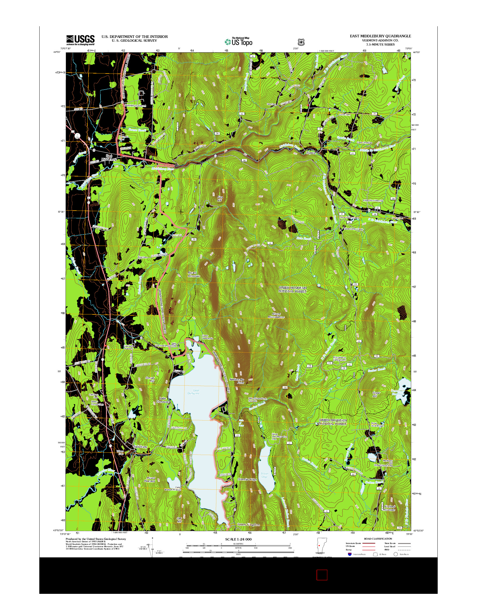 USGS US TOPO 7.5-MINUTE MAP FOR EAST MIDDLEBURY, VT 2012