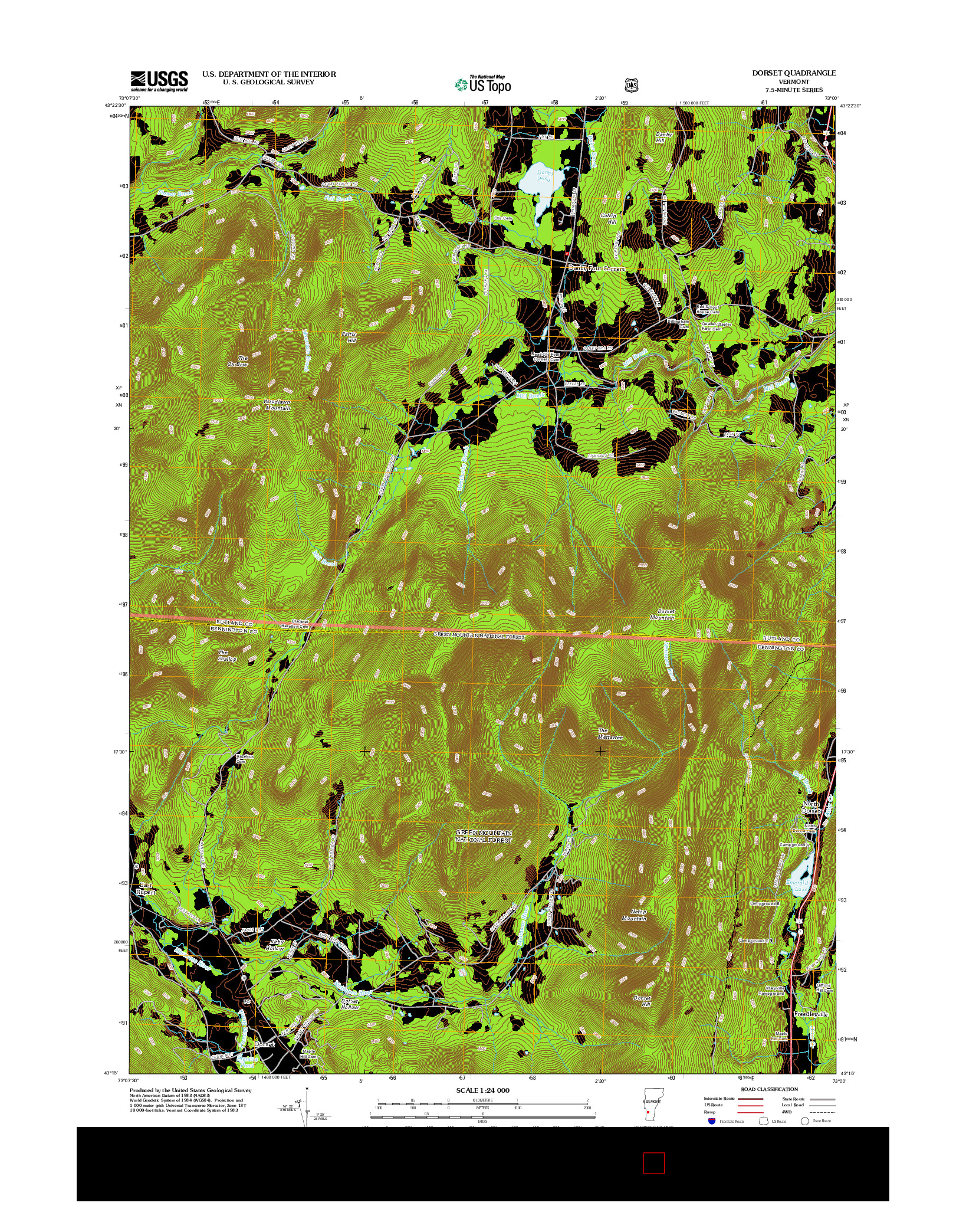USGS US TOPO 7.5-MINUTE MAP FOR DORSET, VT 2012