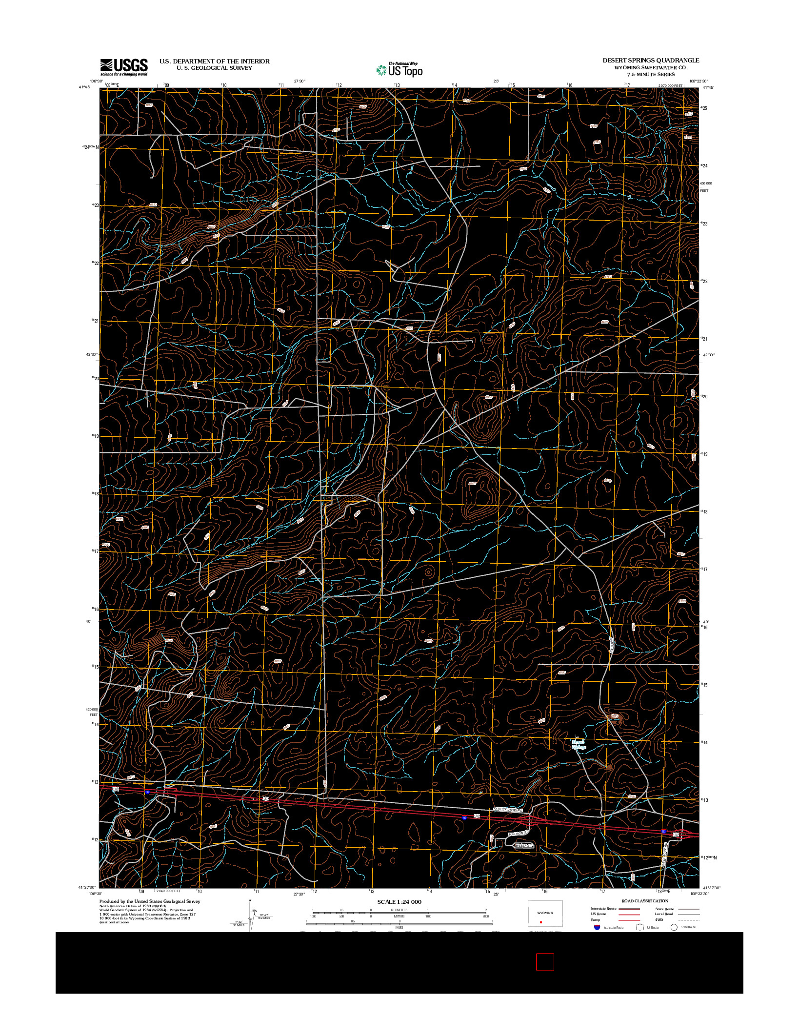 USGS US TOPO 7.5-MINUTE MAP FOR DESERT SPRINGS, WY 2012