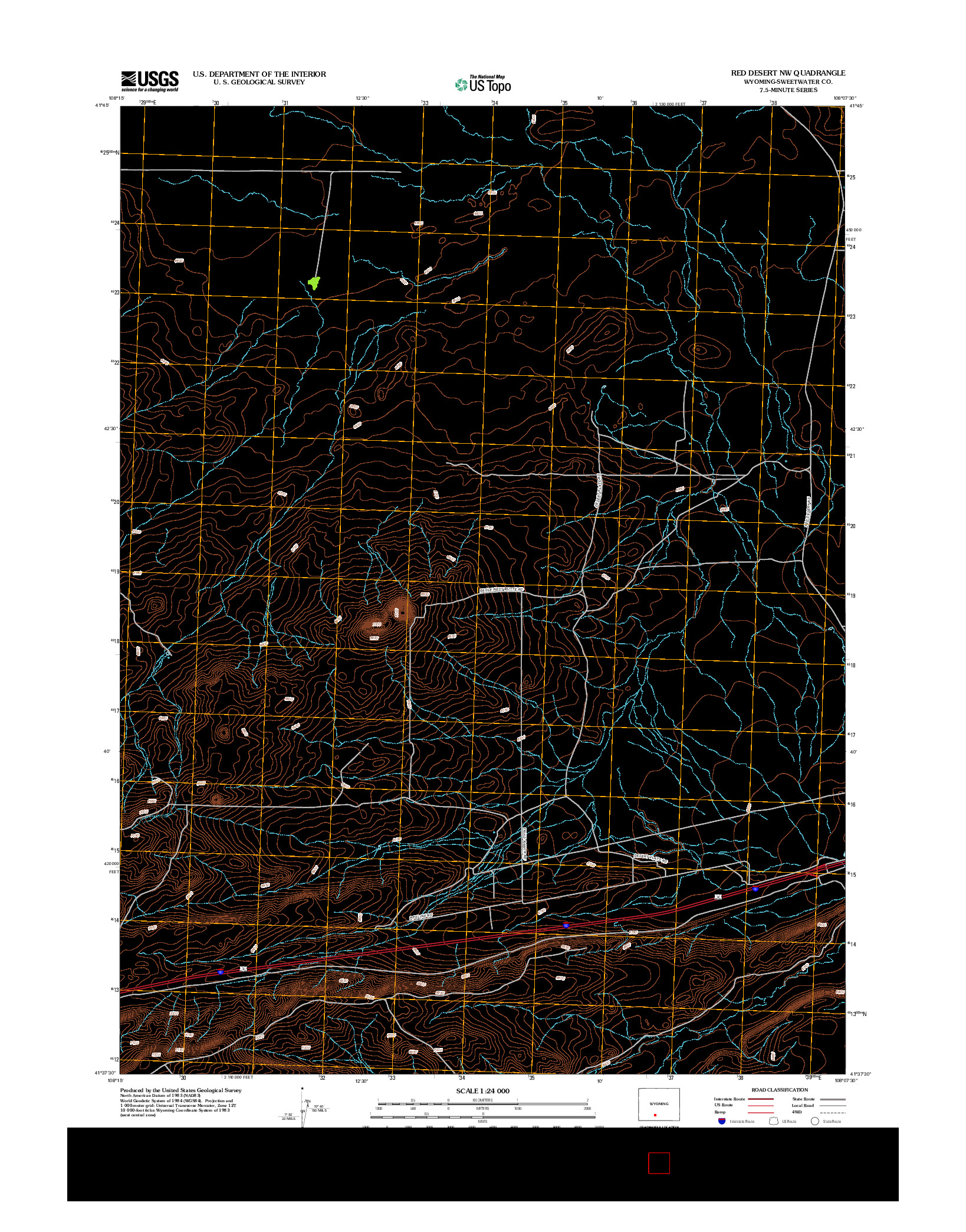 USGS US TOPO 7.5-MINUTE MAP FOR RED DESERT NW, WY 2012