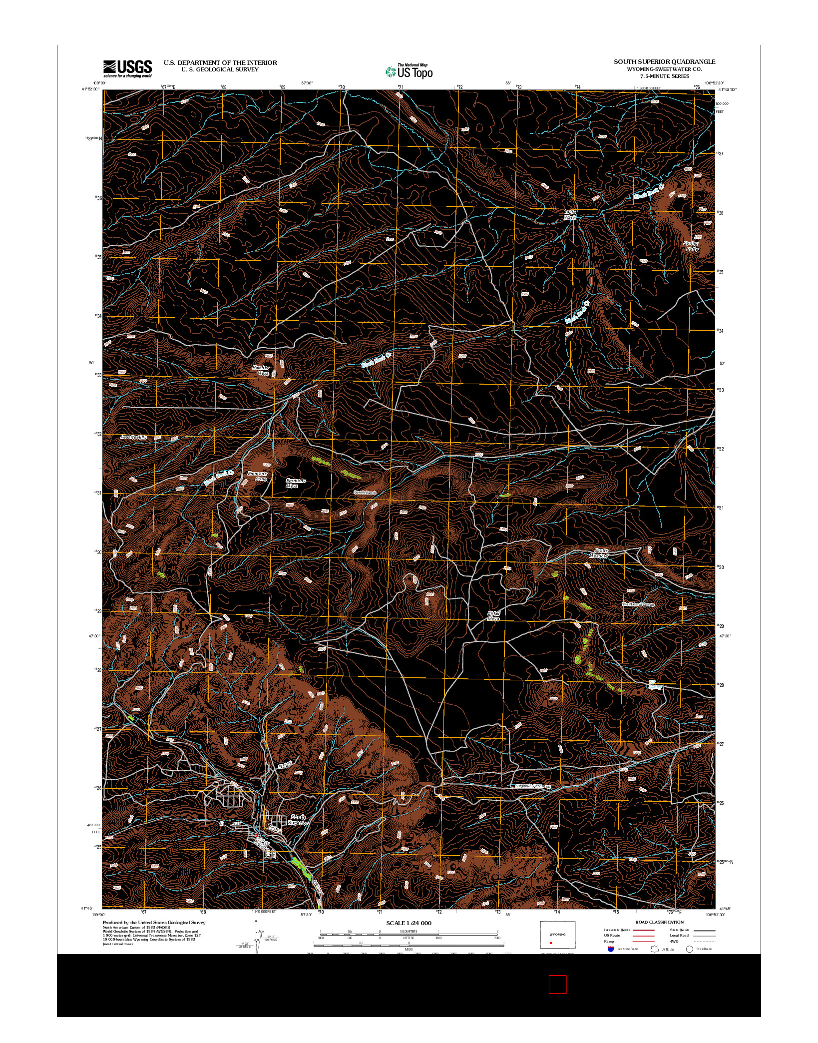 USGS US TOPO 7.5-MINUTE MAP FOR SOUTH SUPERIOR, WY 2012