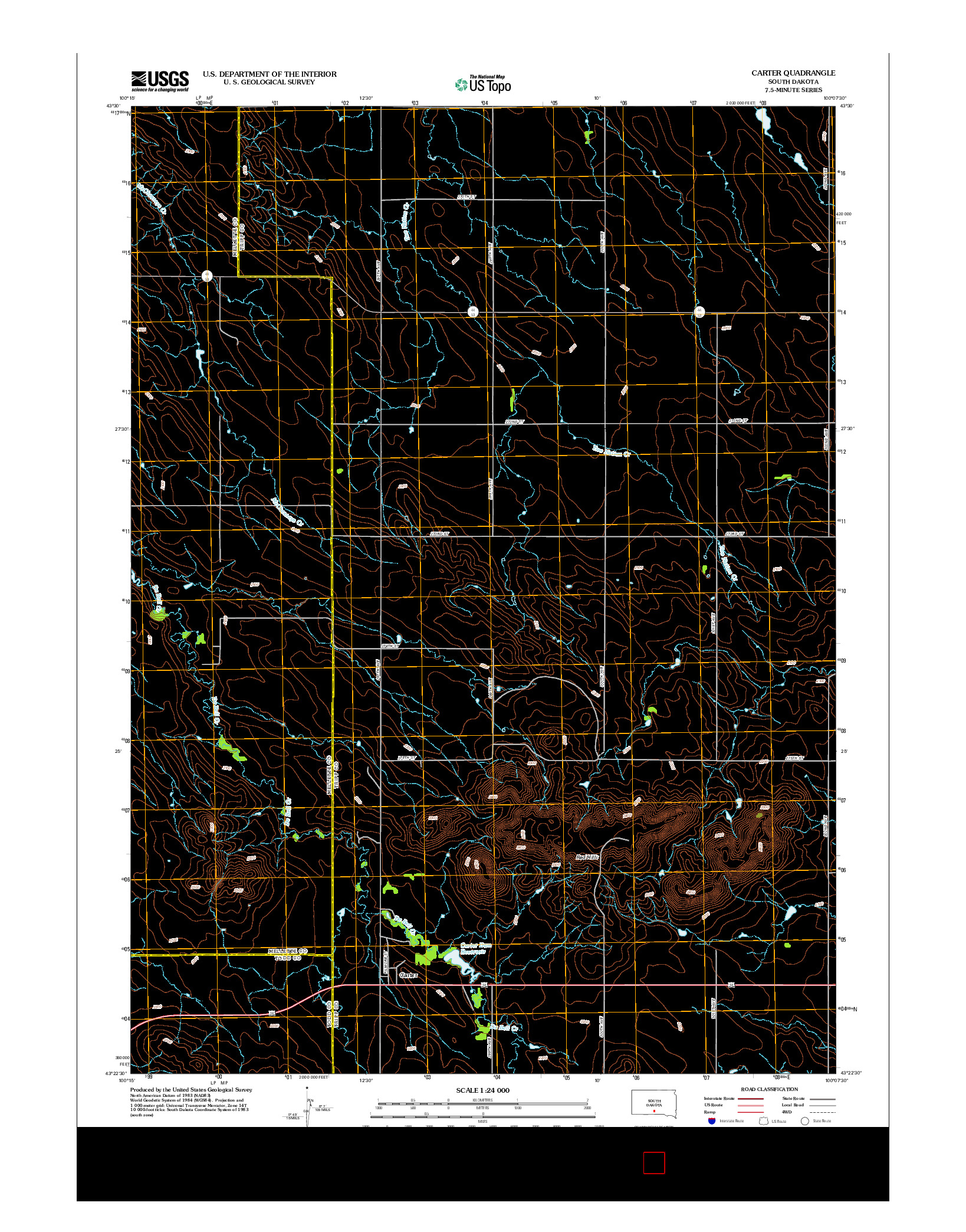 USGS US TOPO 7.5-MINUTE MAP FOR CARTER, SD 2012