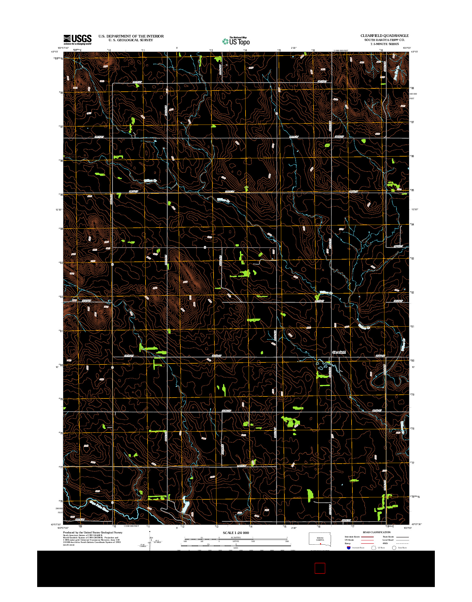 USGS US TOPO 7.5-MINUTE MAP FOR CLEARFIELD, SD 2012