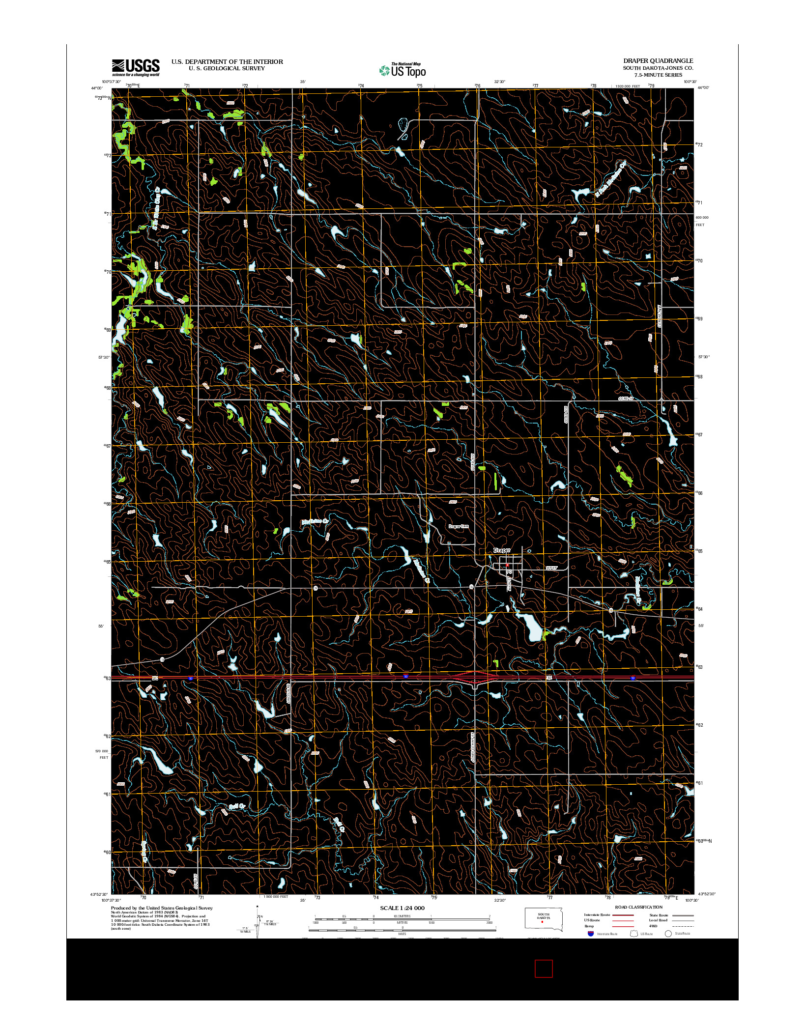 USGS US TOPO 7.5-MINUTE MAP FOR DRAPER, SD 2012