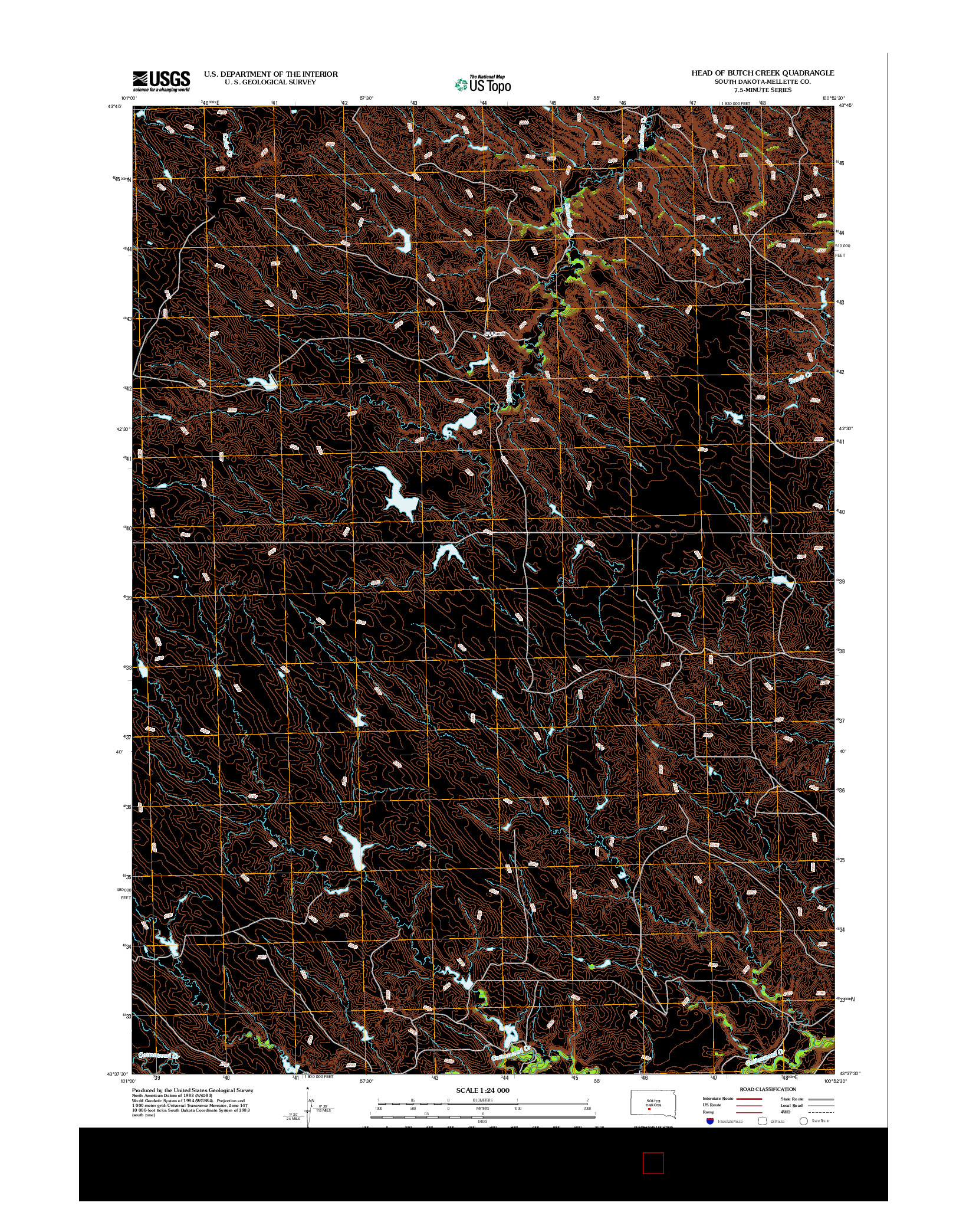 USGS US TOPO 7.5-MINUTE MAP FOR HEAD OF BUTCH CREEK, SD 2012