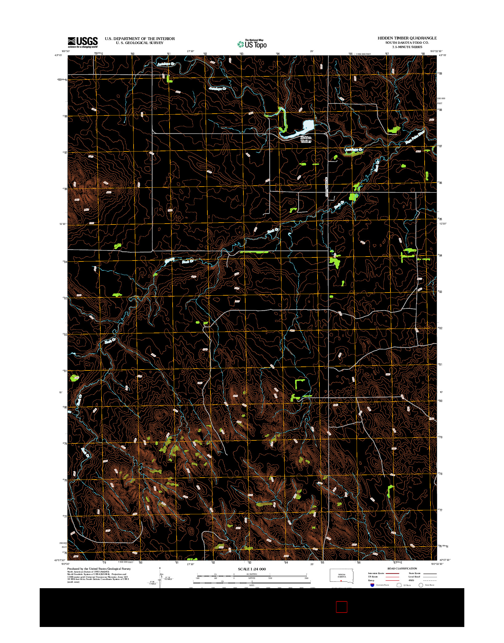 USGS US TOPO 7.5-MINUTE MAP FOR HIDDEN TIMBER, SD 2012