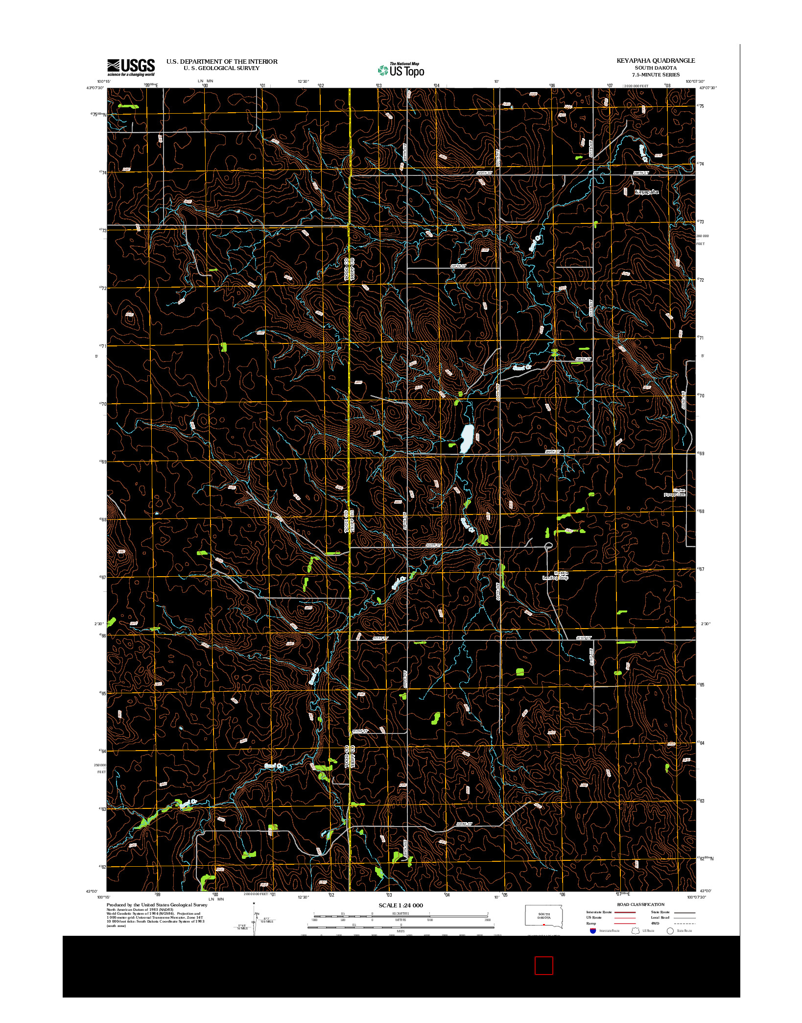 USGS US TOPO 7.5-MINUTE MAP FOR KEYAPAHA, SD 2012