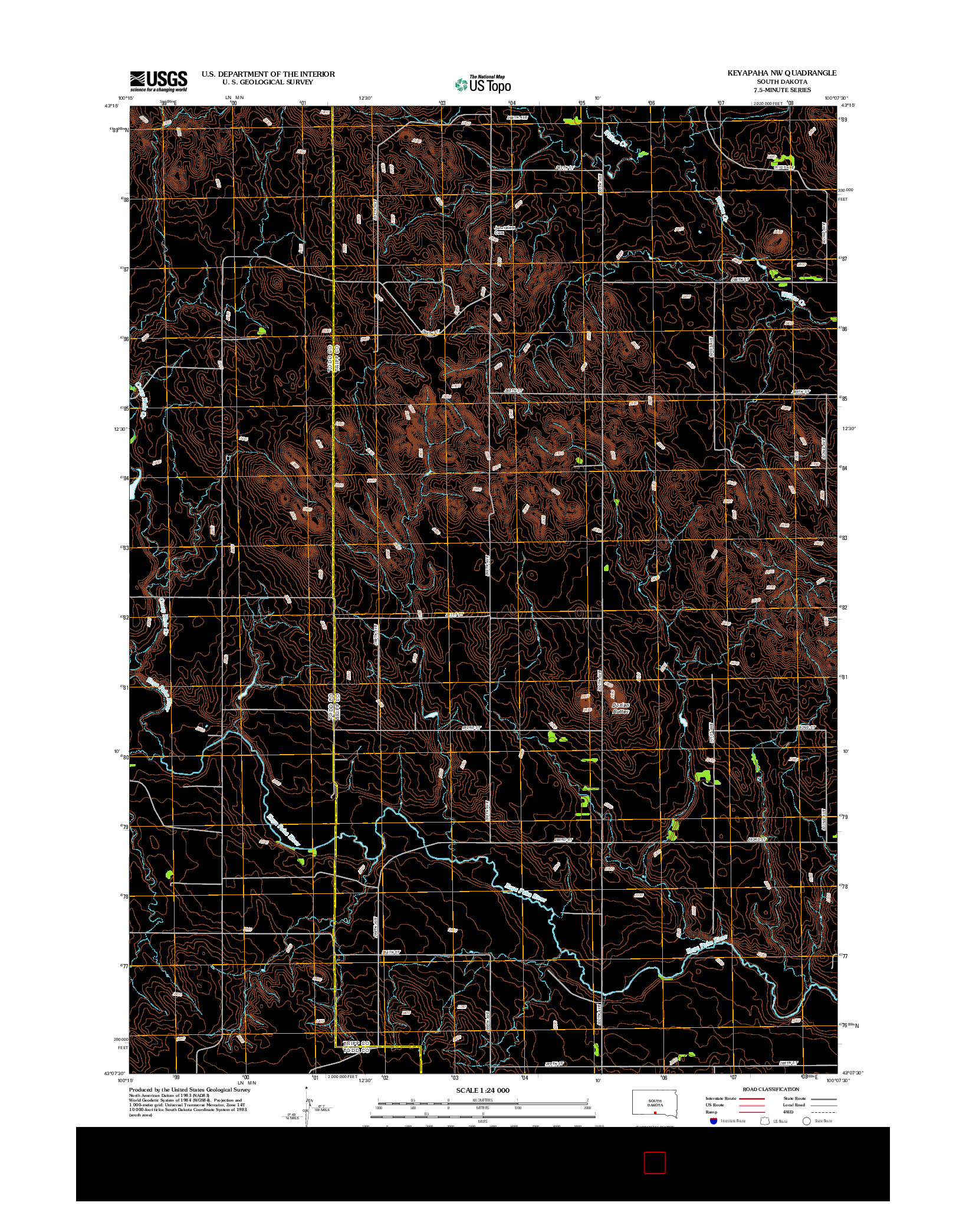 USGS US TOPO 7.5-MINUTE MAP FOR KEYAPAHA NW, SD 2012