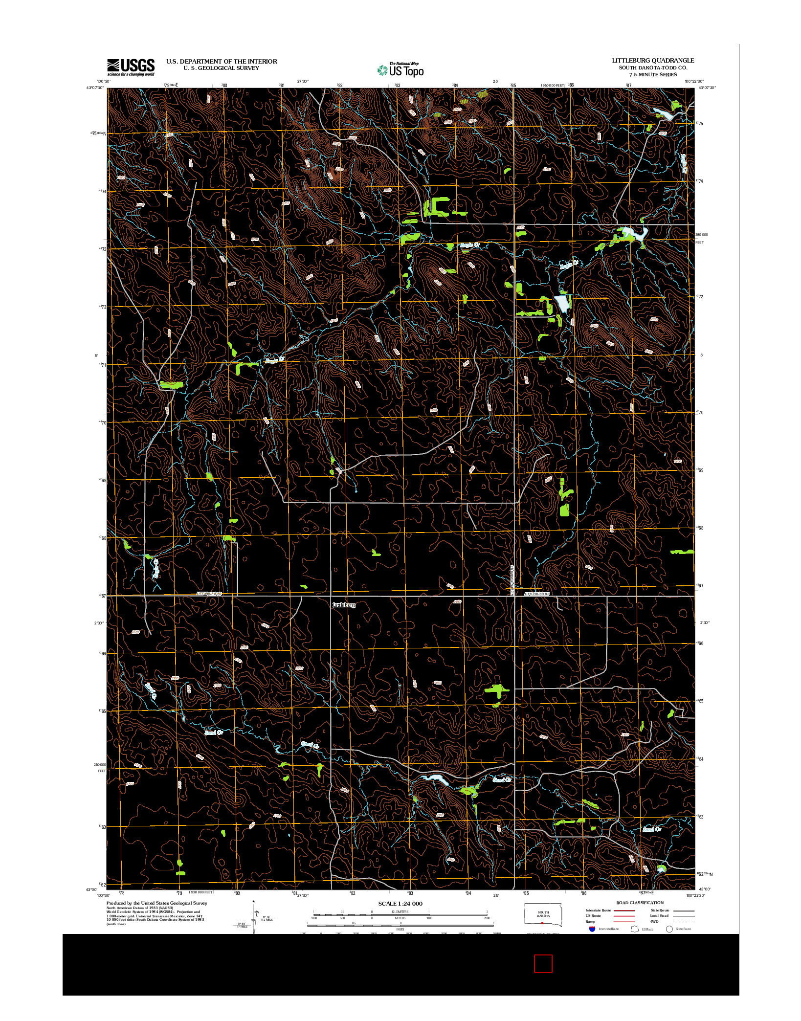 USGS US TOPO 7.5-MINUTE MAP FOR LITTLEBURG, SD 2012