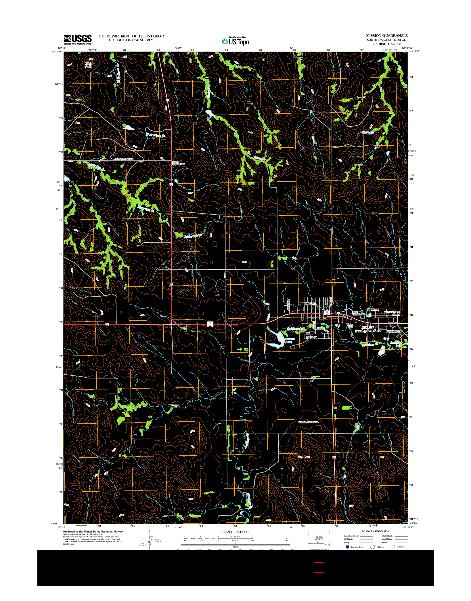 USGS US TOPO 7.5-MINUTE MAP FOR MISSION, SD 2012