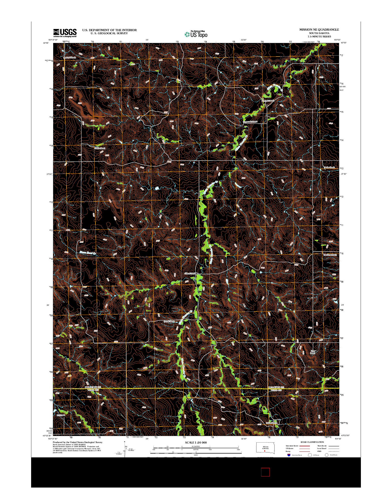 USGS US TOPO 7.5-MINUTE MAP FOR MISSION NE, SD 2012