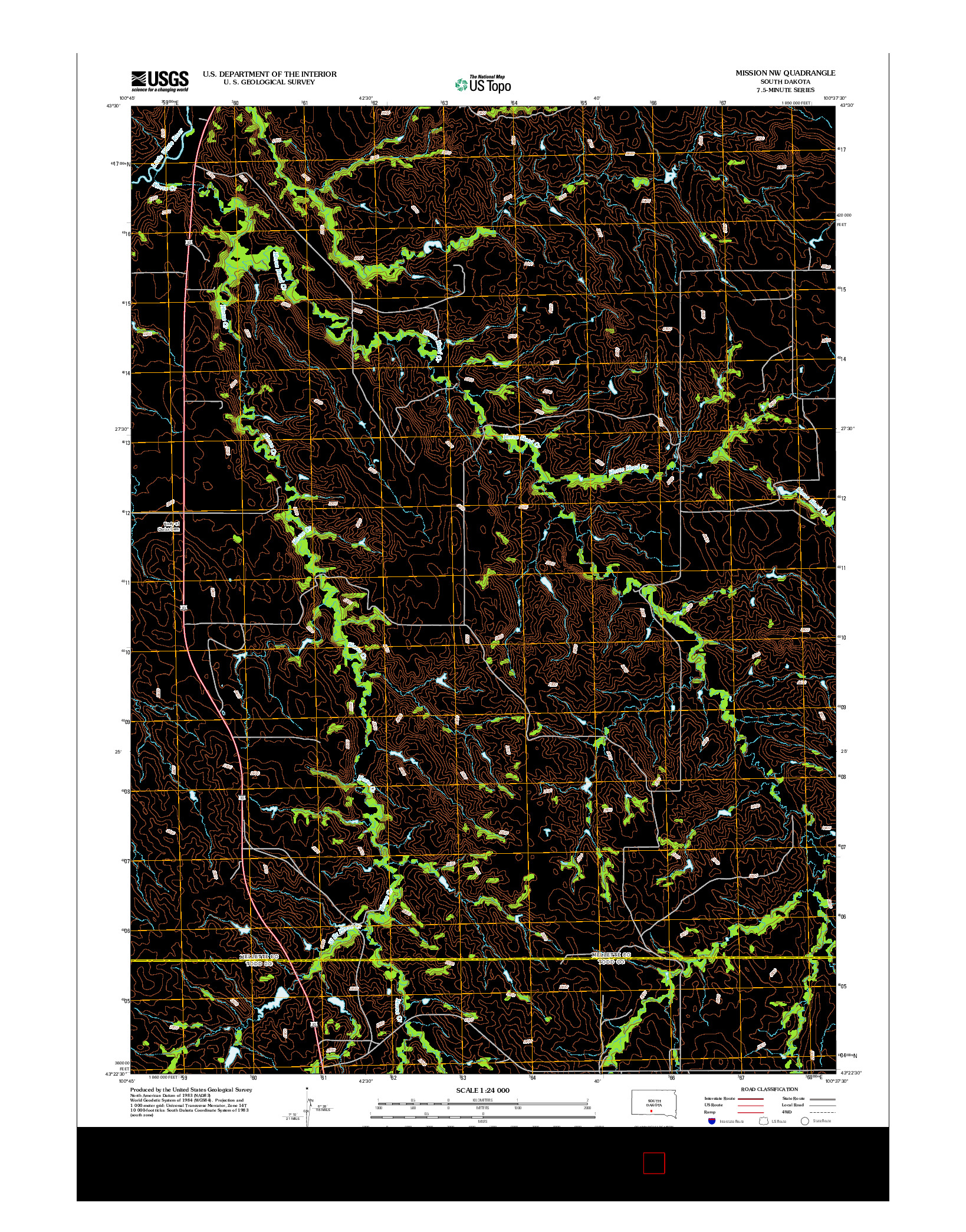 USGS US TOPO 7.5-MINUTE MAP FOR MISSION NW, SD 2012