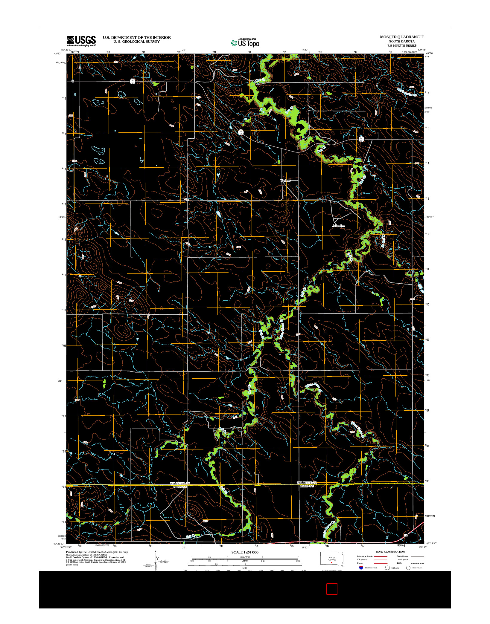 USGS US TOPO 7.5-MINUTE MAP FOR MOSHER, SD 2012