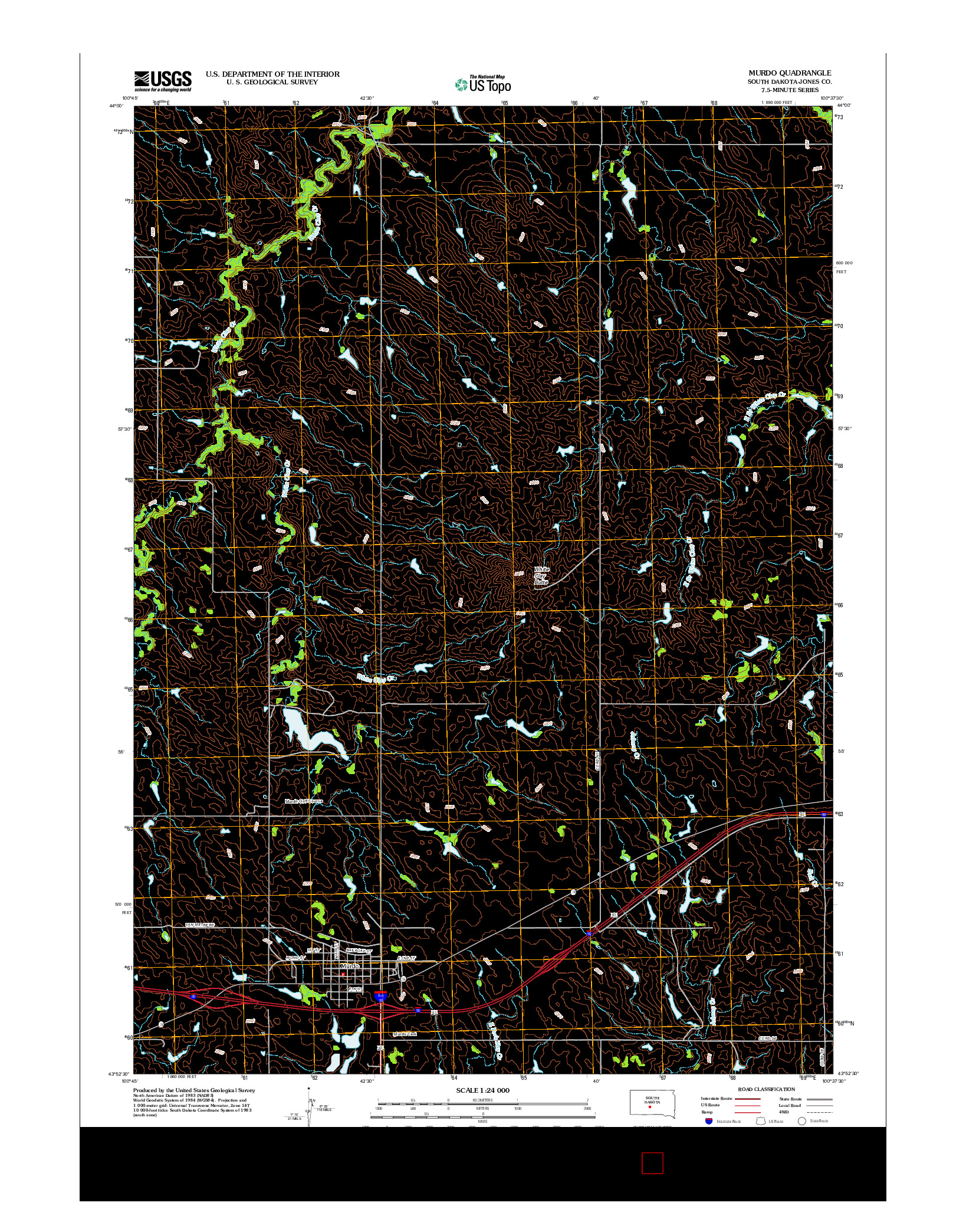 USGS US TOPO 7.5-MINUTE MAP FOR MURDO, SD 2012