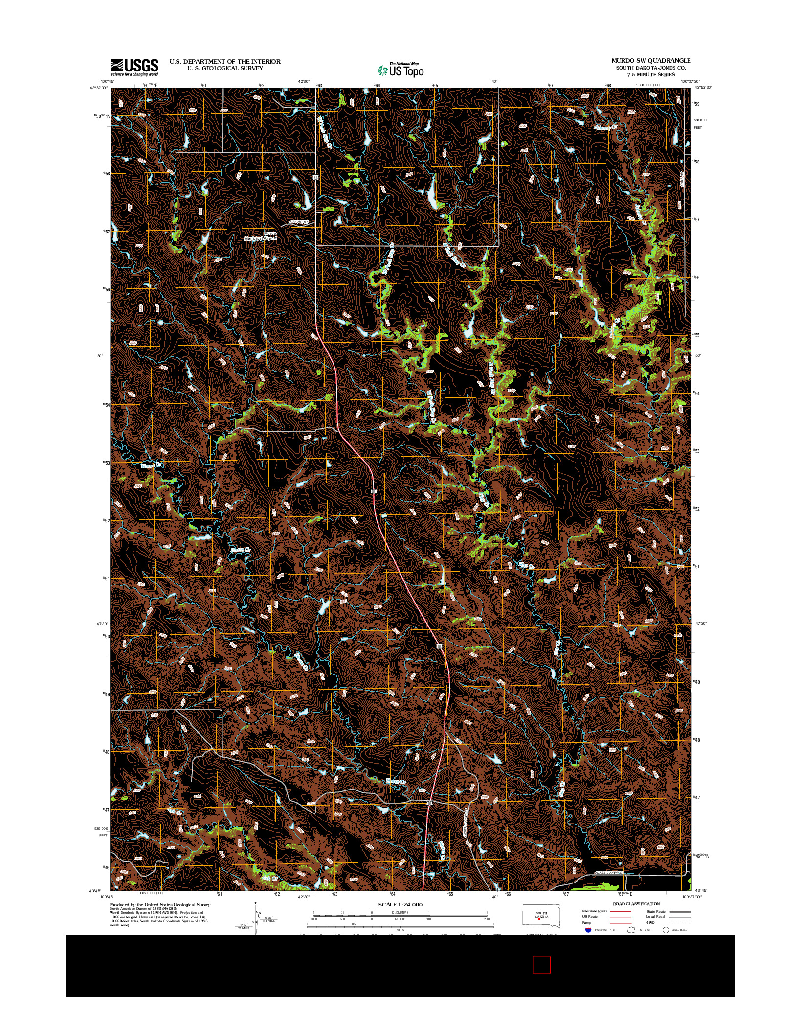 USGS US TOPO 7.5-MINUTE MAP FOR MURDO SW, SD 2012