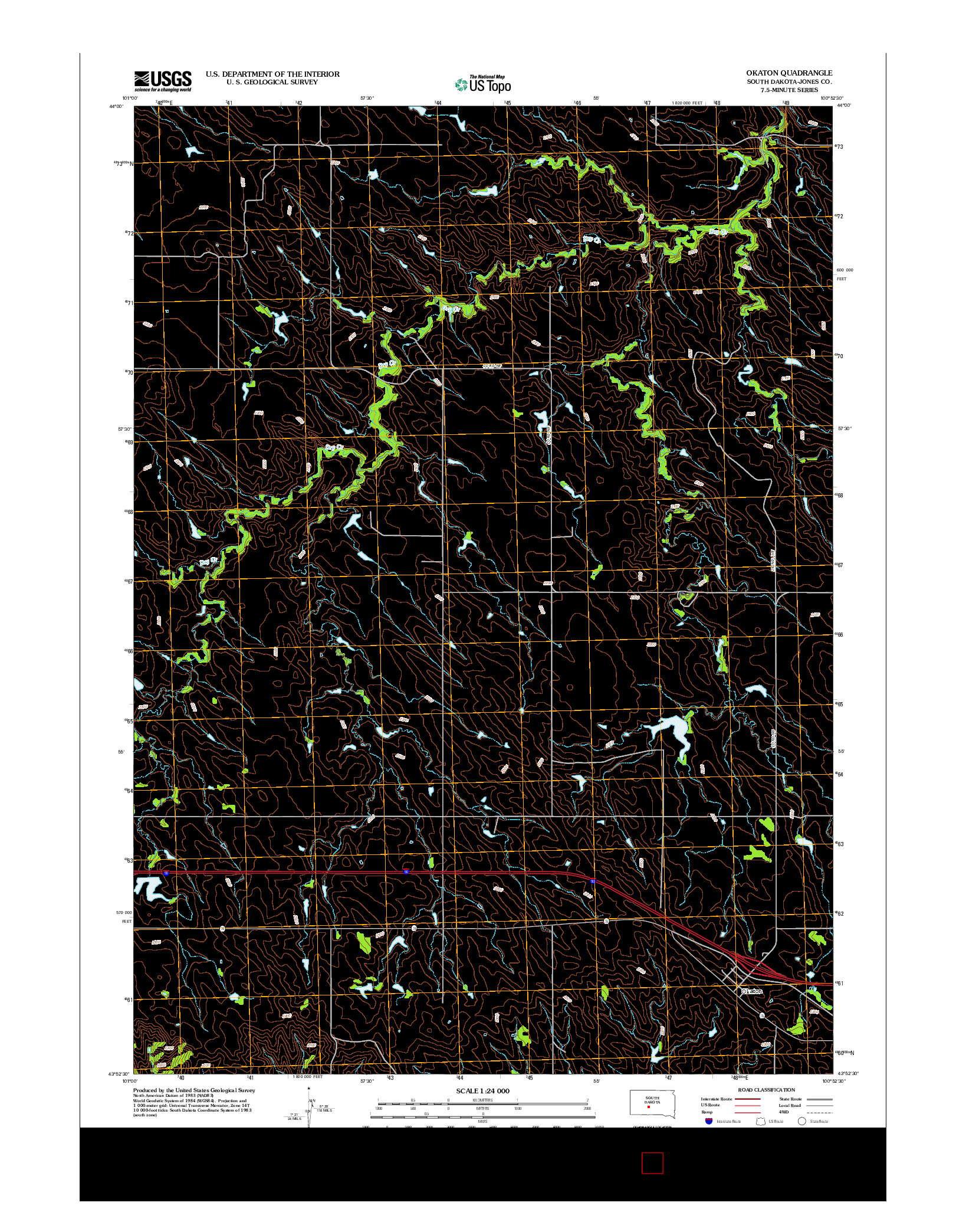 USGS US TOPO 7.5-MINUTE MAP FOR OKATON, SD 2012