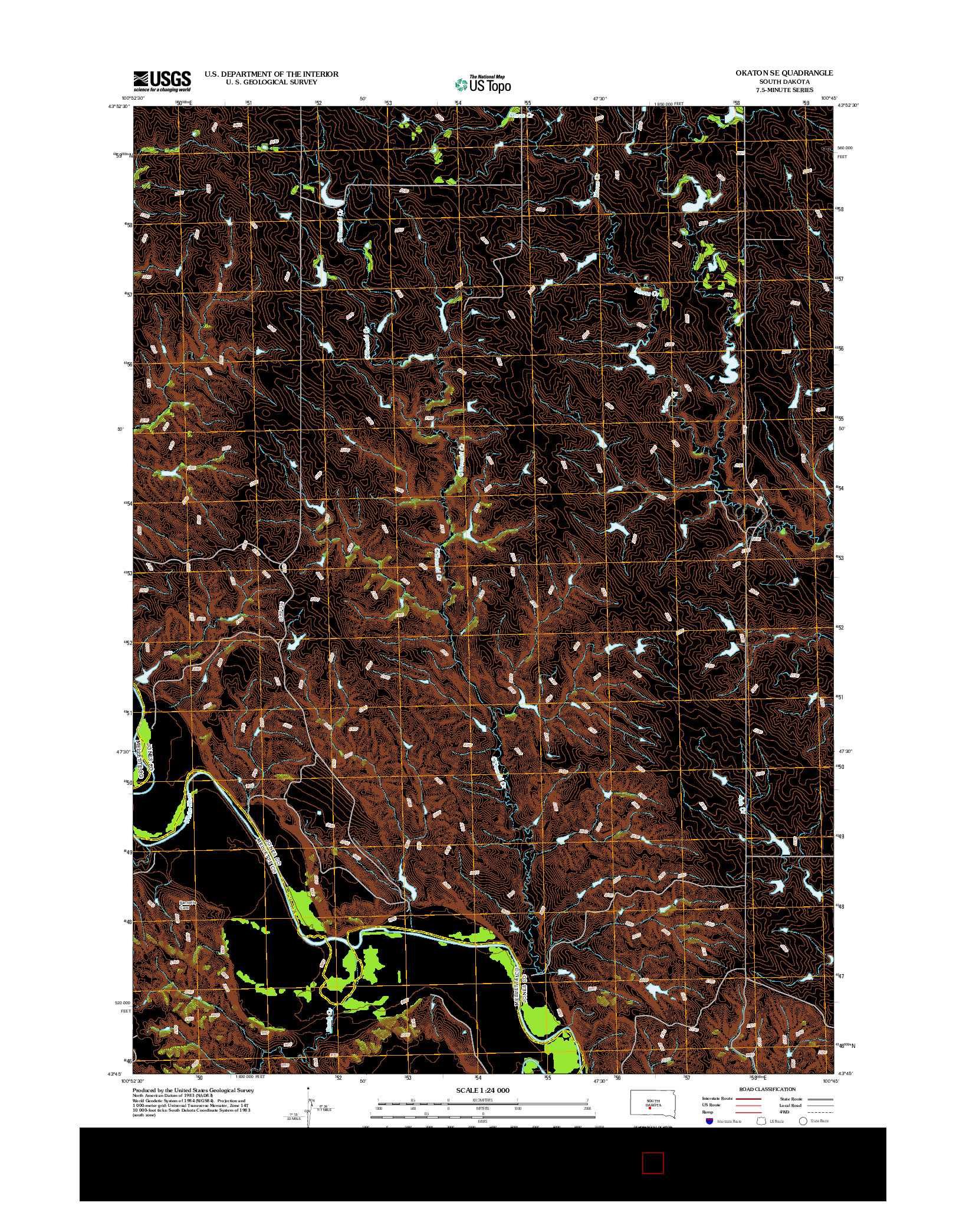 USGS US TOPO 7.5-MINUTE MAP FOR OKATON SE, SD 2012