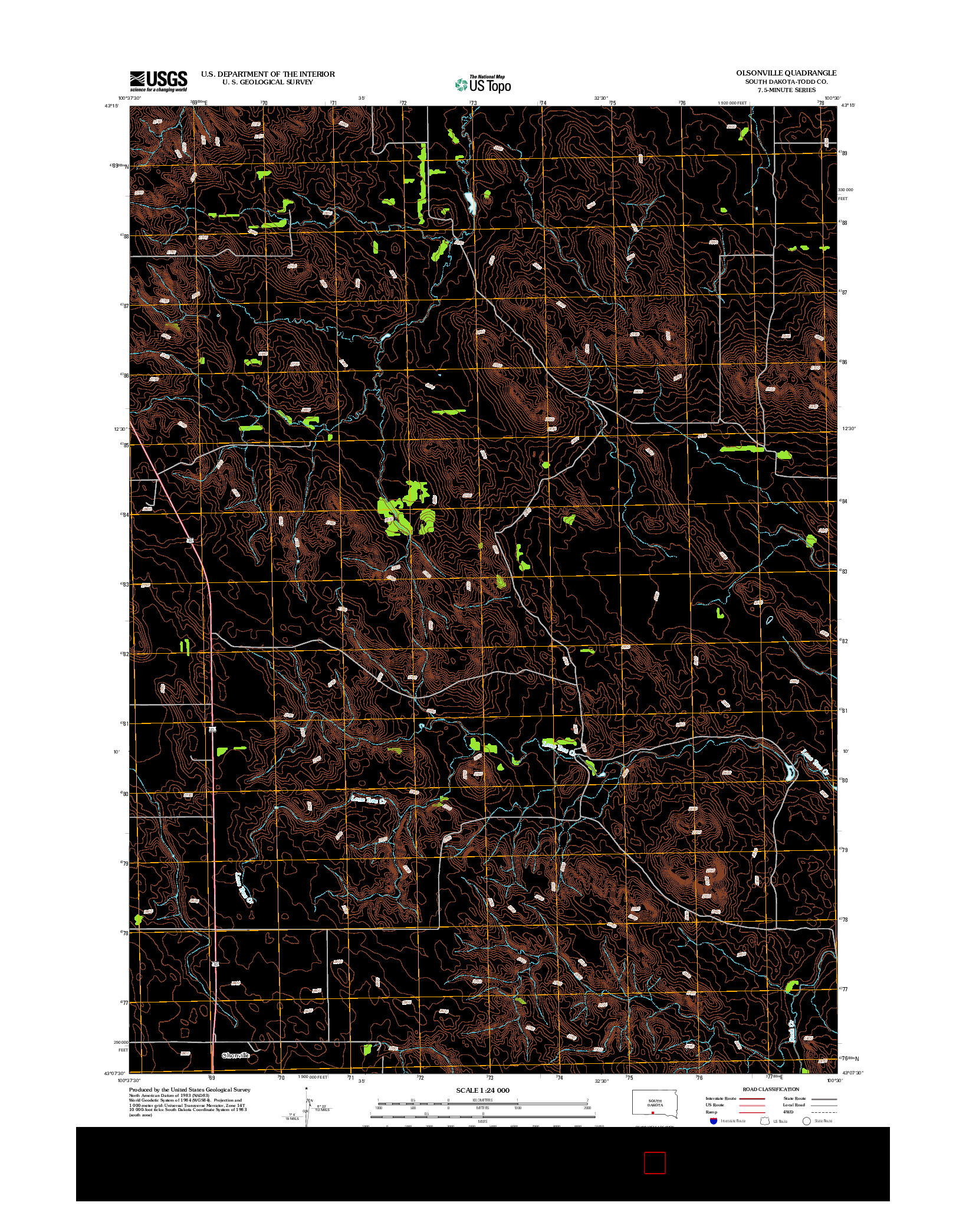 USGS US TOPO 7.5-MINUTE MAP FOR OLSONVILLE, SD 2012
