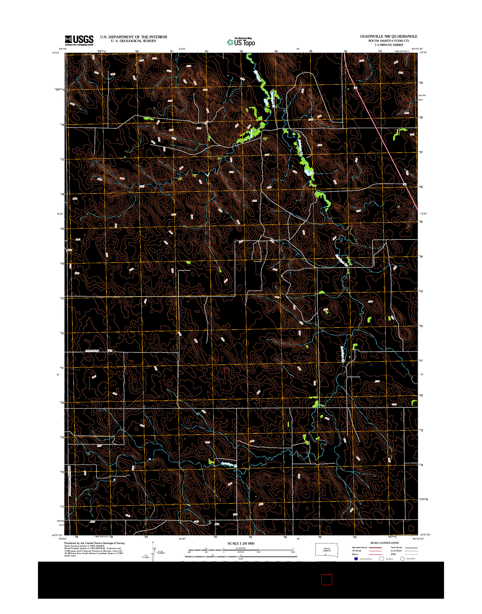 USGS US TOPO 7.5-MINUTE MAP FOR OLSONVILLE NW, SD 2012