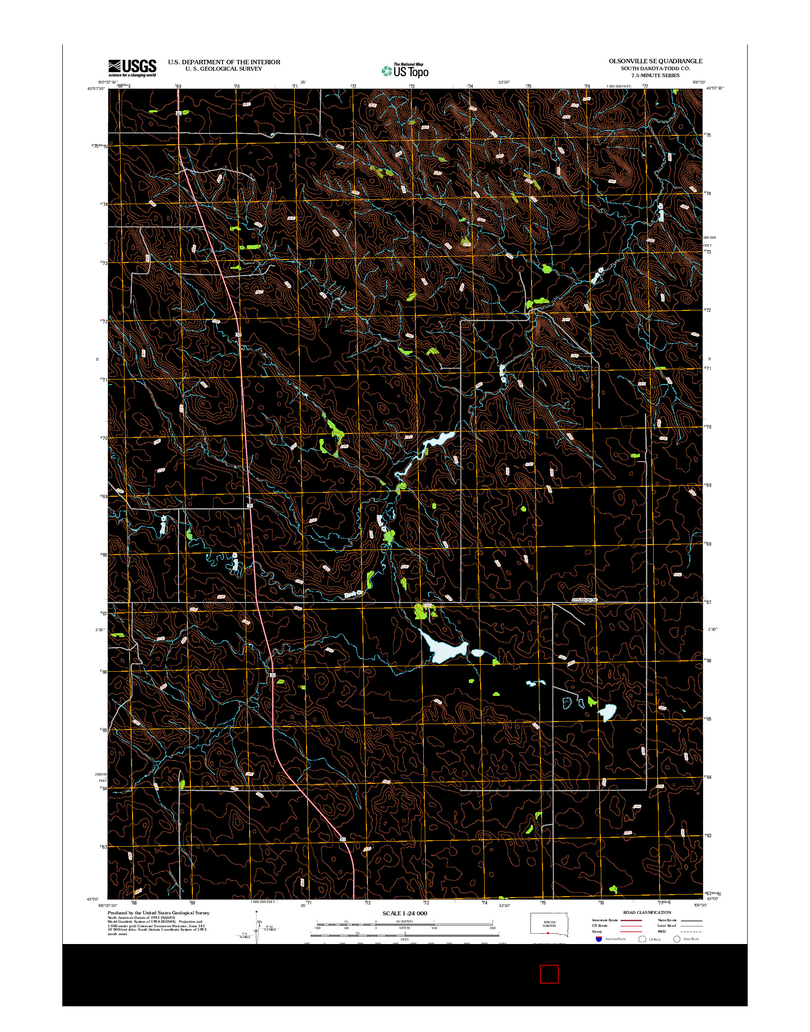 USGS US TOPO 7.5-MINUTE MAP FOR OLSONVILLE SE, SD 2012