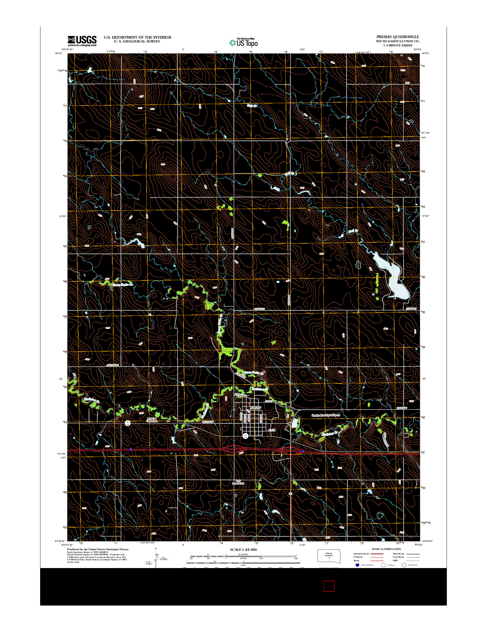 USGS US TOPO 7.5-MINUTE MAP FOR PRESHO, SD 2012