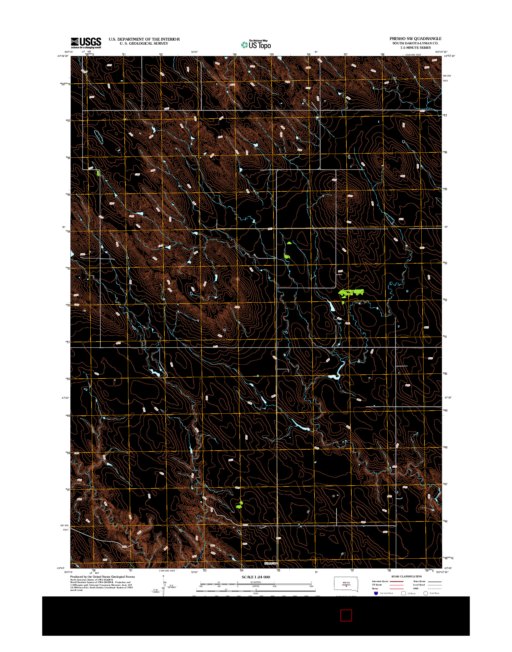 USGS US TOPO 7.5-MINUTE MAP FOR PRESHO SW, SD 2012