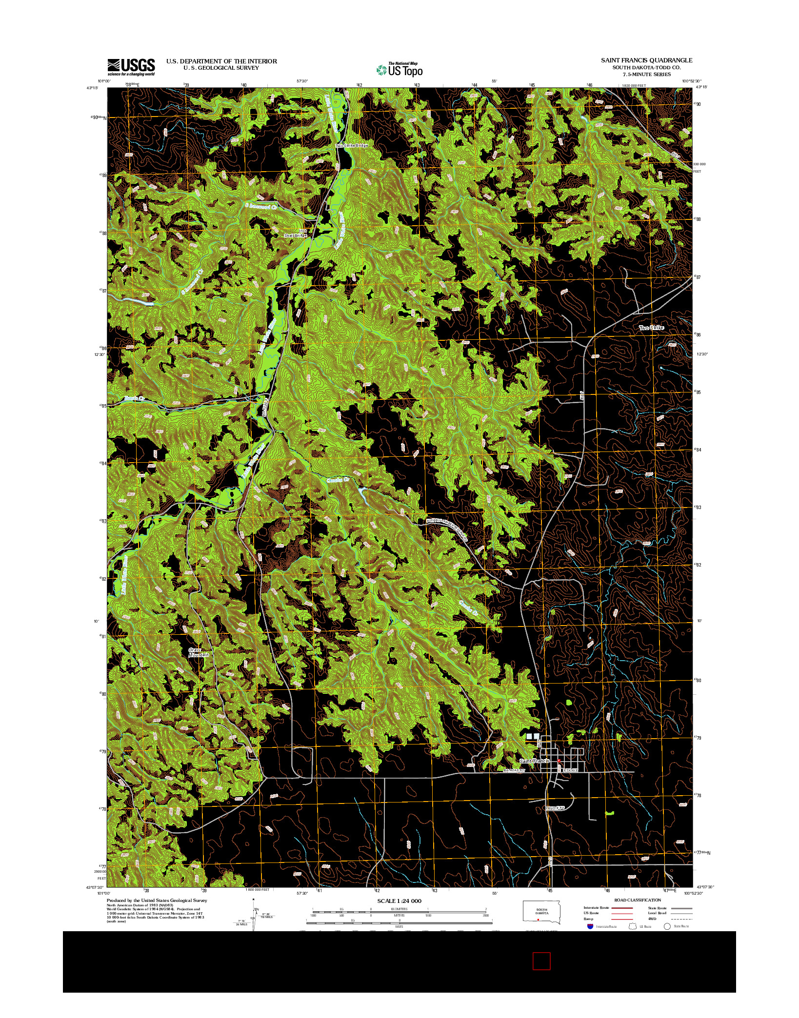 USGS US TOPO 7.5-MINUTE MAP FOR SAINT FRANCIS, SD 2012