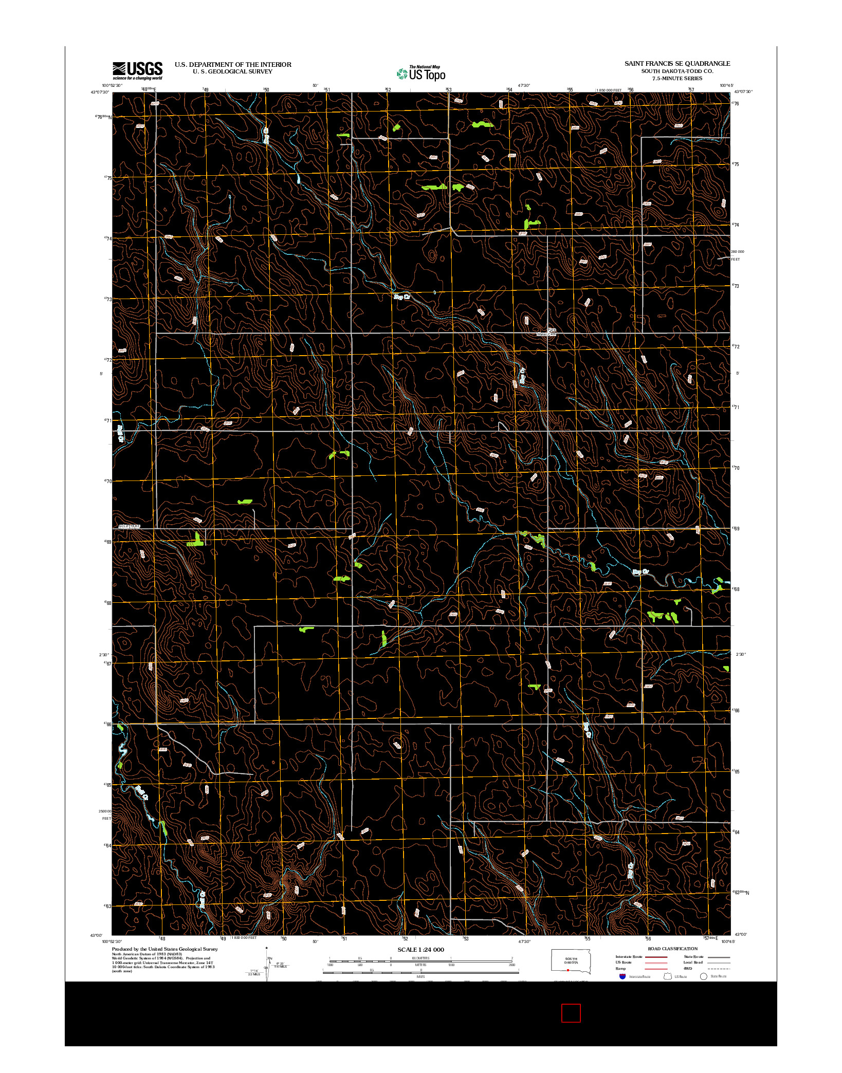 USGS US TOPO 7.5-MINUTE MAP FOR SAINT FRANCIS SE, SD 2012