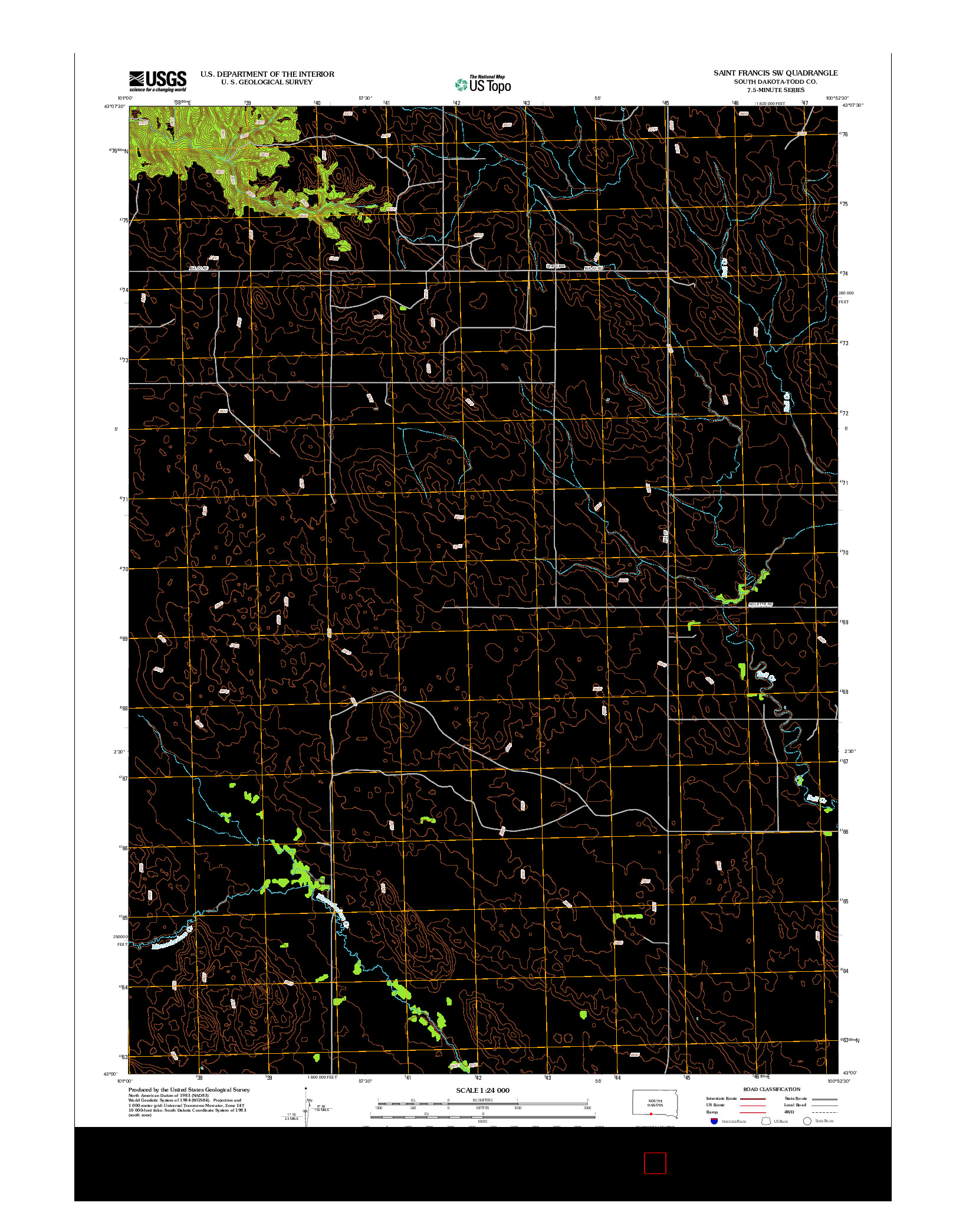 USGS US TOPO 7.5-MINUTE MAP FOR SAINT FRANCIS SW, SD 2012