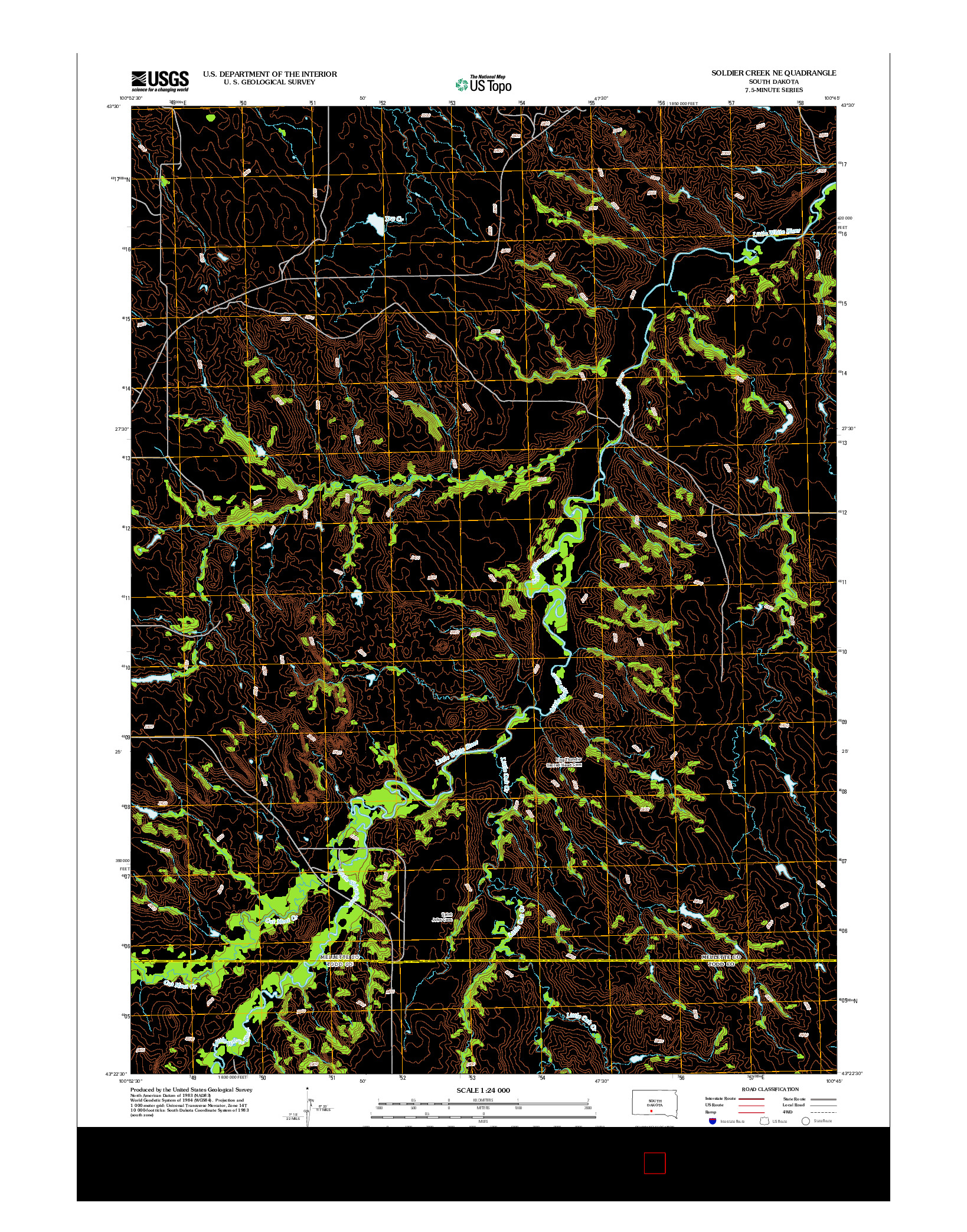 USGS US TOPO 7.5-MINUTE MAP FOR SOLDIER CREEK NE, SD 2012