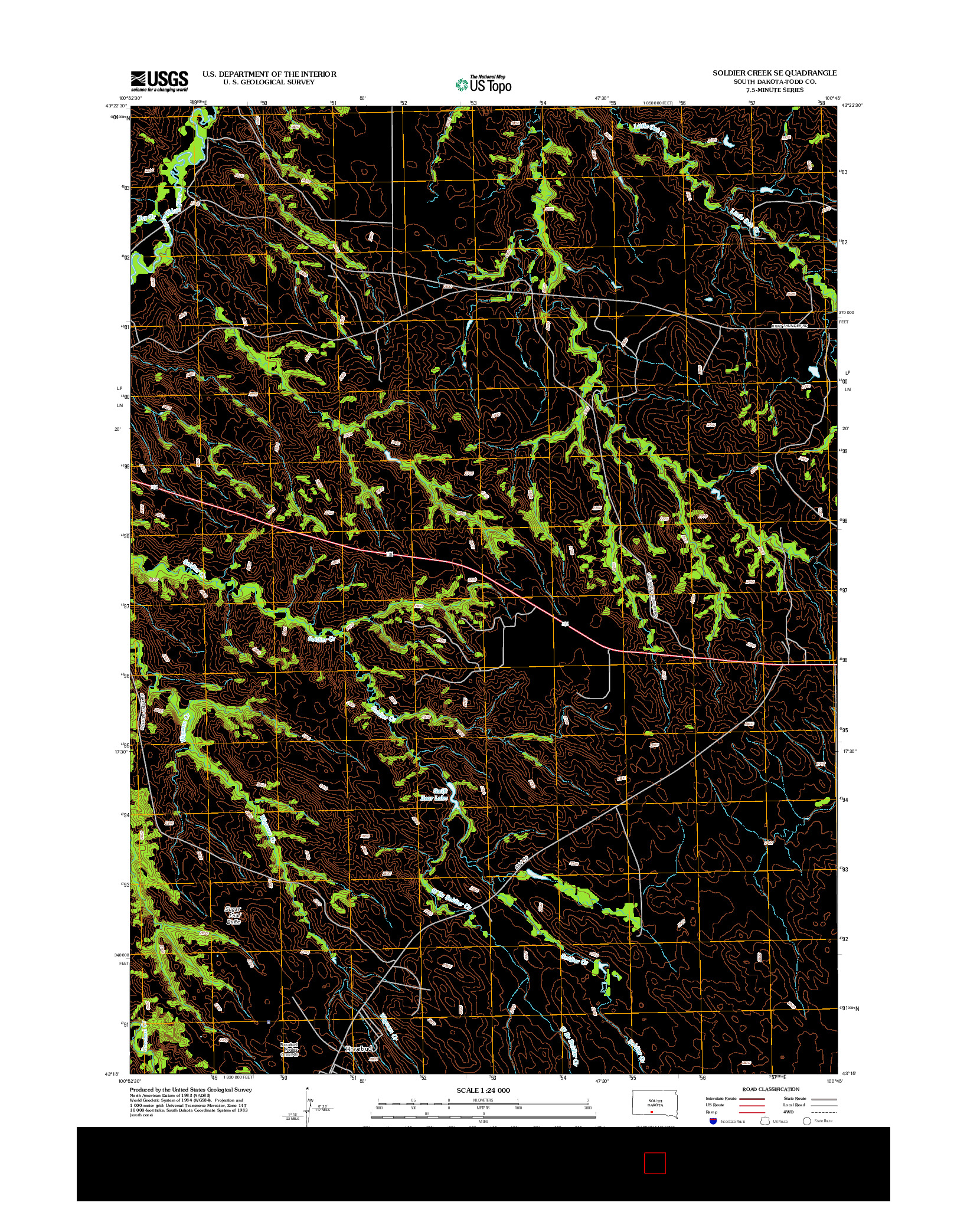 USGS US TOPO 7.5-MINUTE MAP FOR SOLDIER CREEK SE, SD 2012