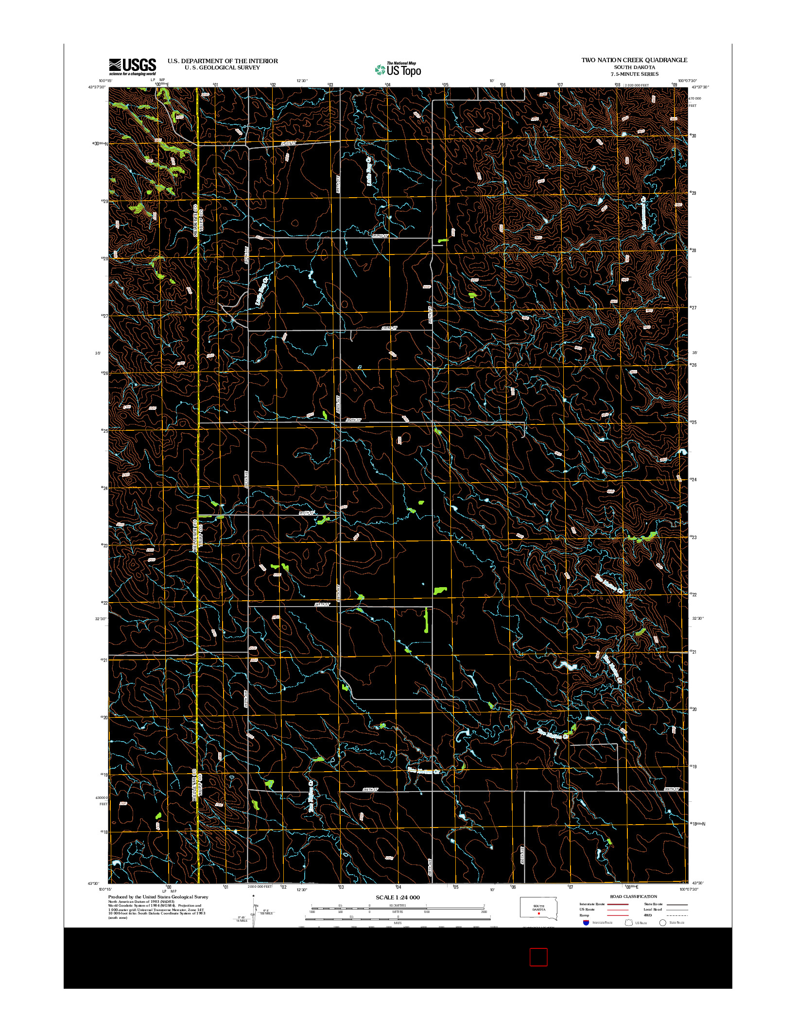 USGS US TOPO 7.5-MINUTE MAP FOR TWO NATION CREEK, SD 2012