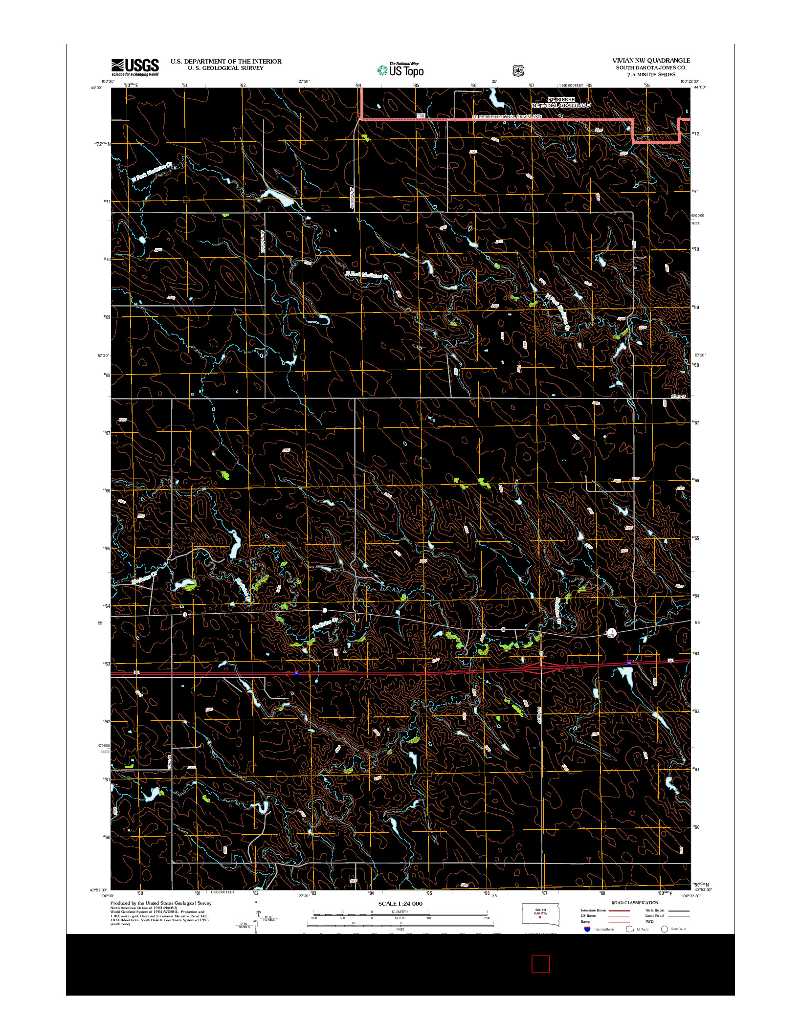 USGS US TOPO 7.5-MINUTE MAP FOR VIVIAN NW, SD 2012