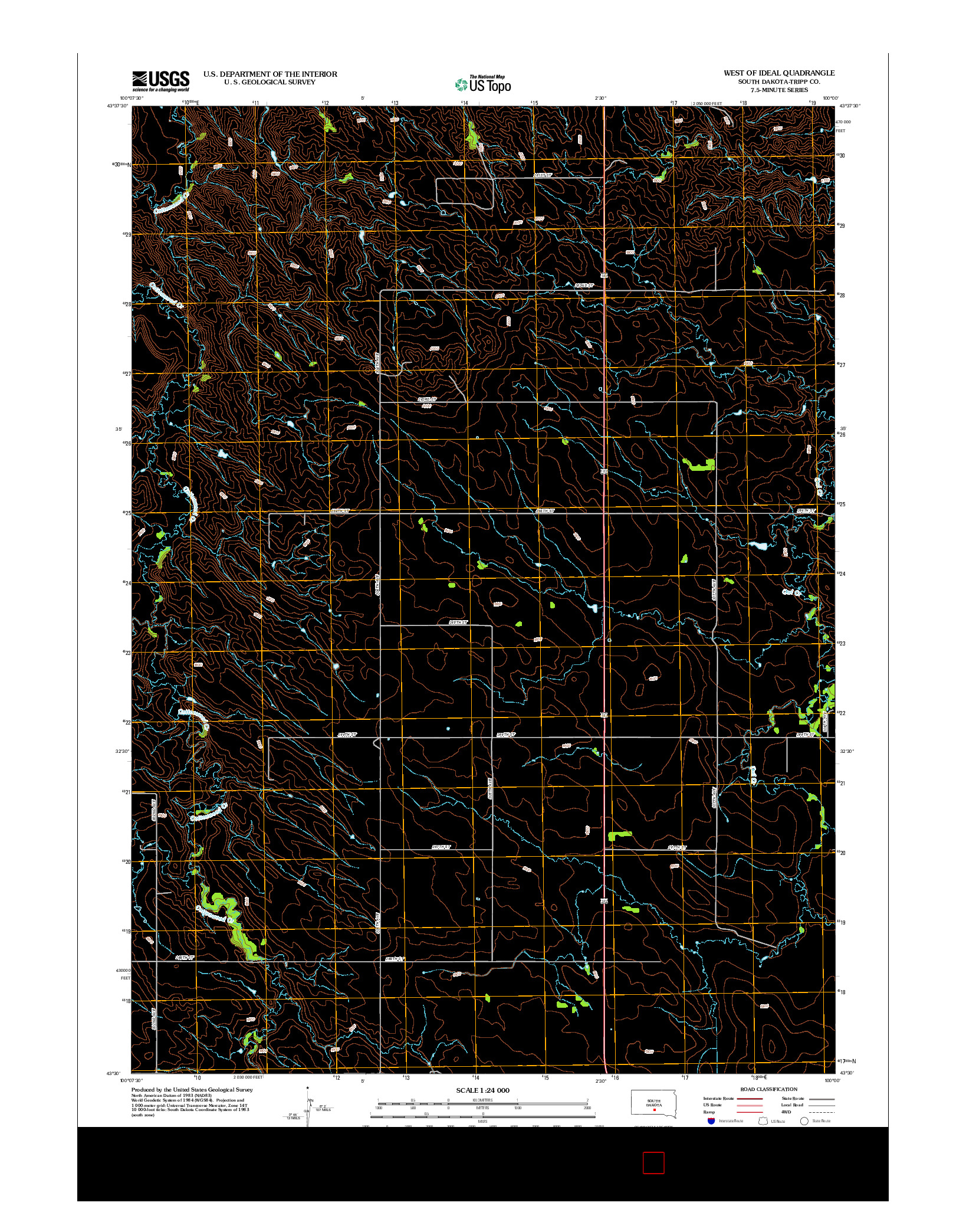 USGS US TOPO 7.5-MINUTE MAP FOR WEST OF IDEAL, SD 2012