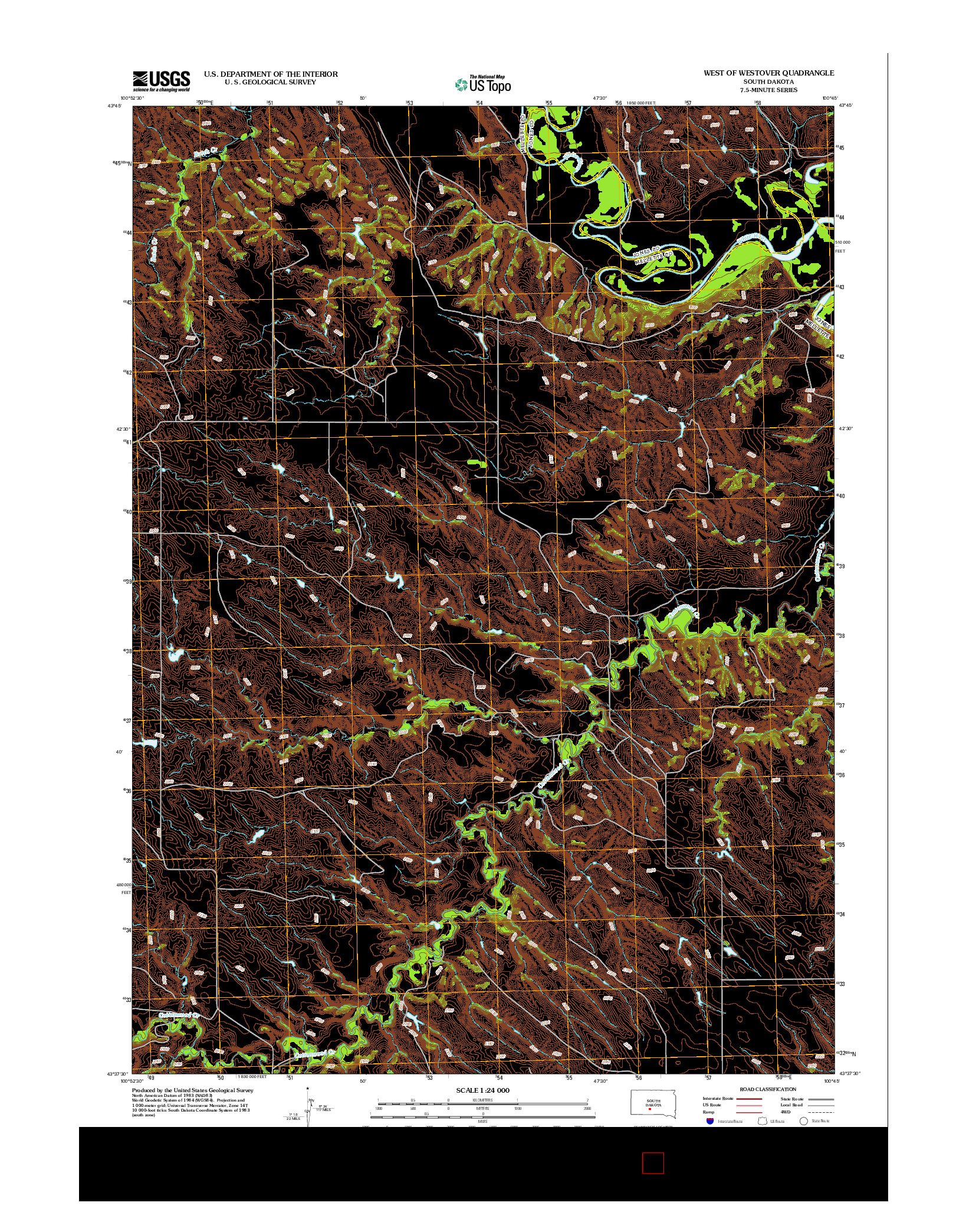 USGS US TOPO 7.5-MINUTE MAP FOR WEST OF WESTOVER, SD 2012