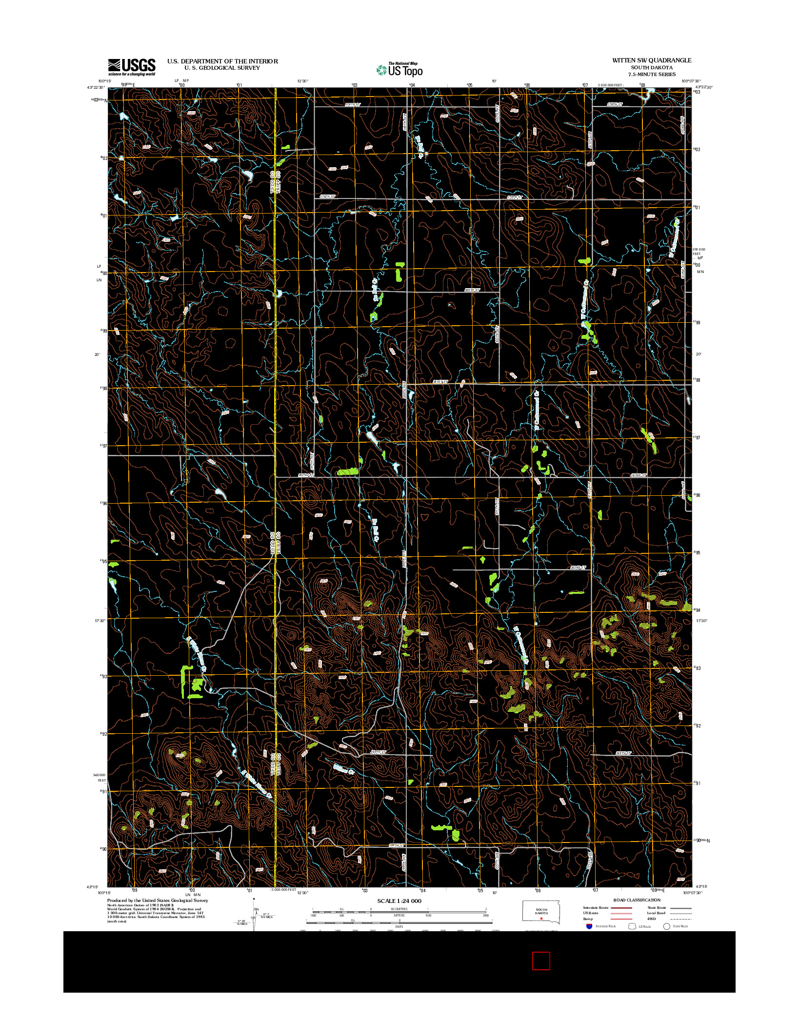 USGS US TOPO 7.5-MINUTE MAP FOR WITTEN SW, SD 2012