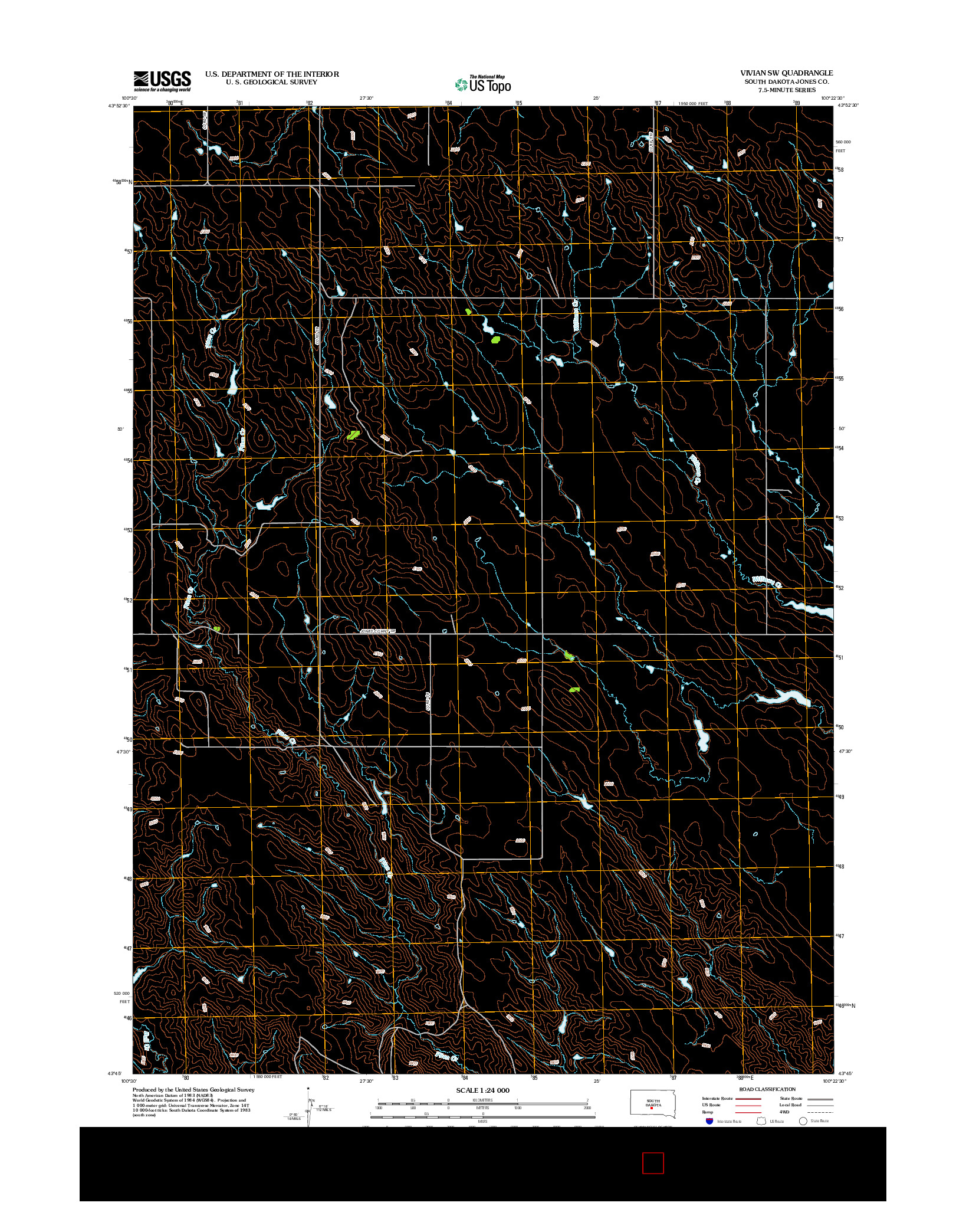 USGS US TOPO 7.5-MINUTE MAP FOR VIVIAN SW, SD 2012