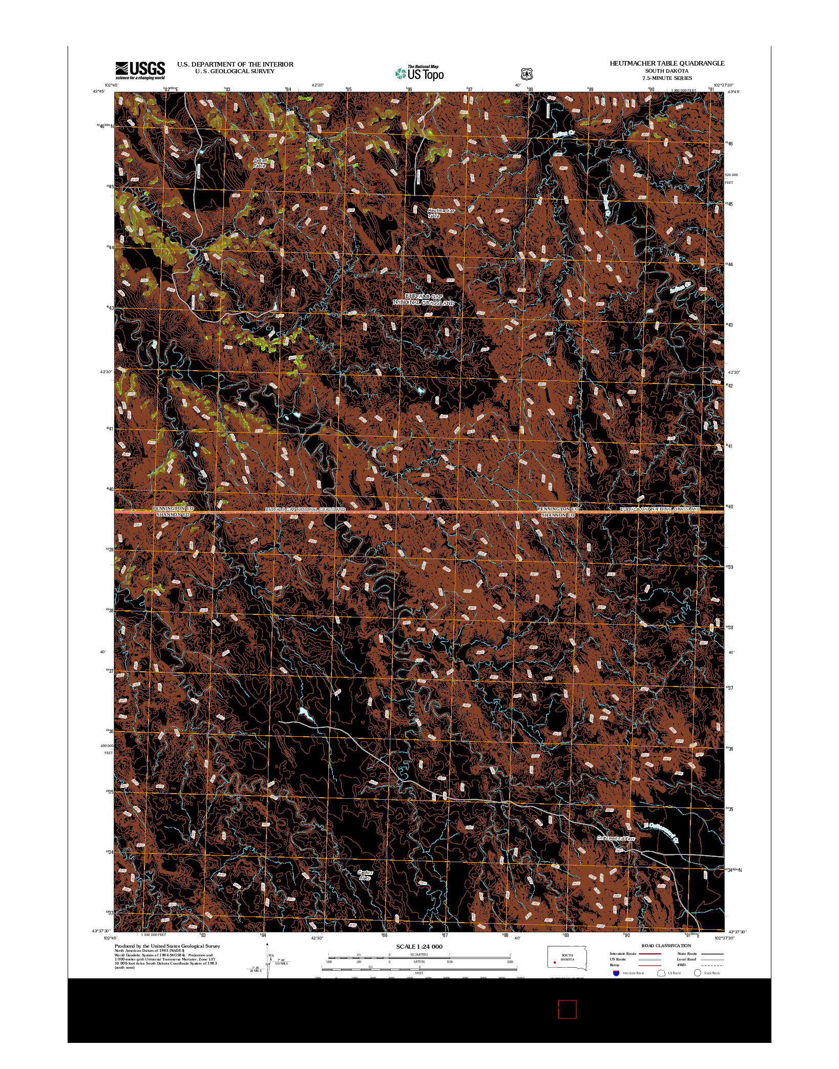 USGS US TOPO 7.5-MINUTE MAP FOR HEUTMACHER TABLE, SD 2012