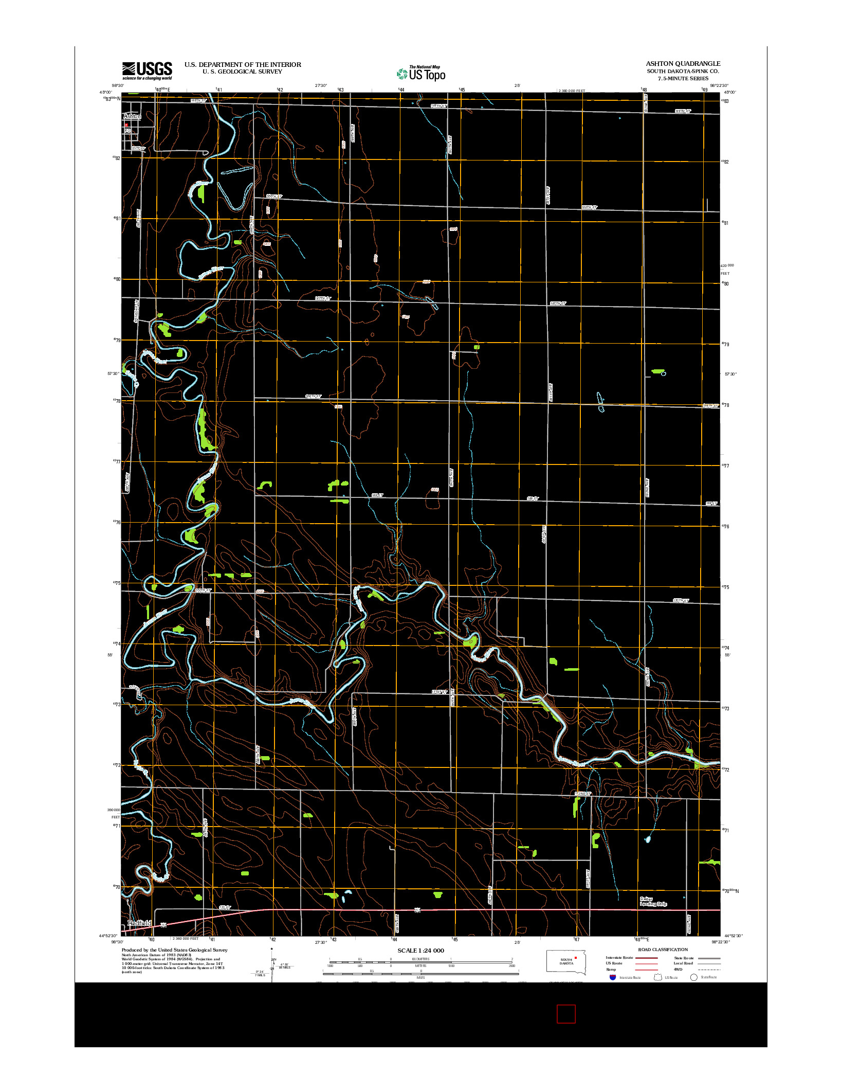 USGS US TOPO 7.5-MINUTE MAP FOR ASHTON, SD 2012