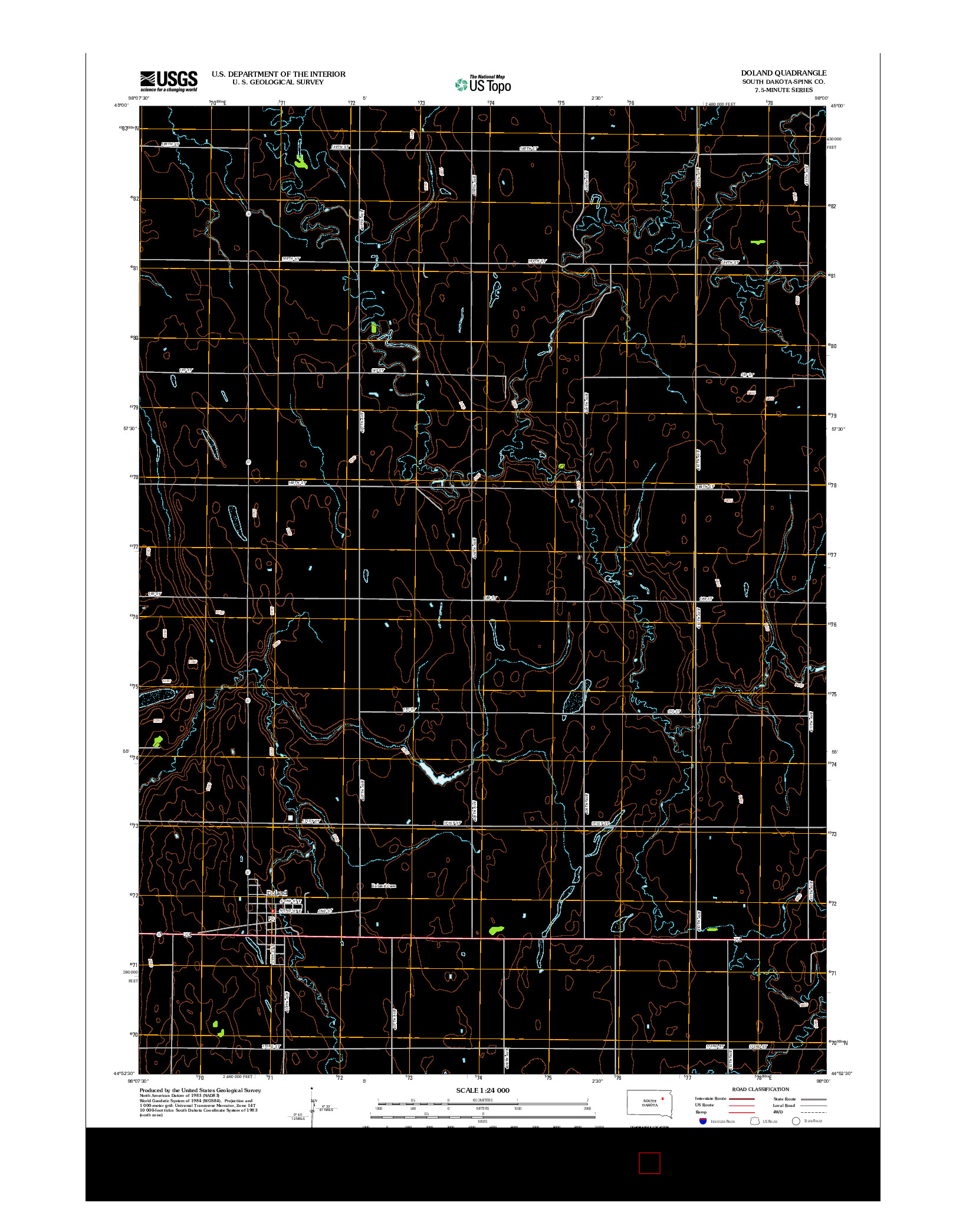 USGS US TOPO 7.5-MINUTE MAP FOR DOLAND, SD 2012