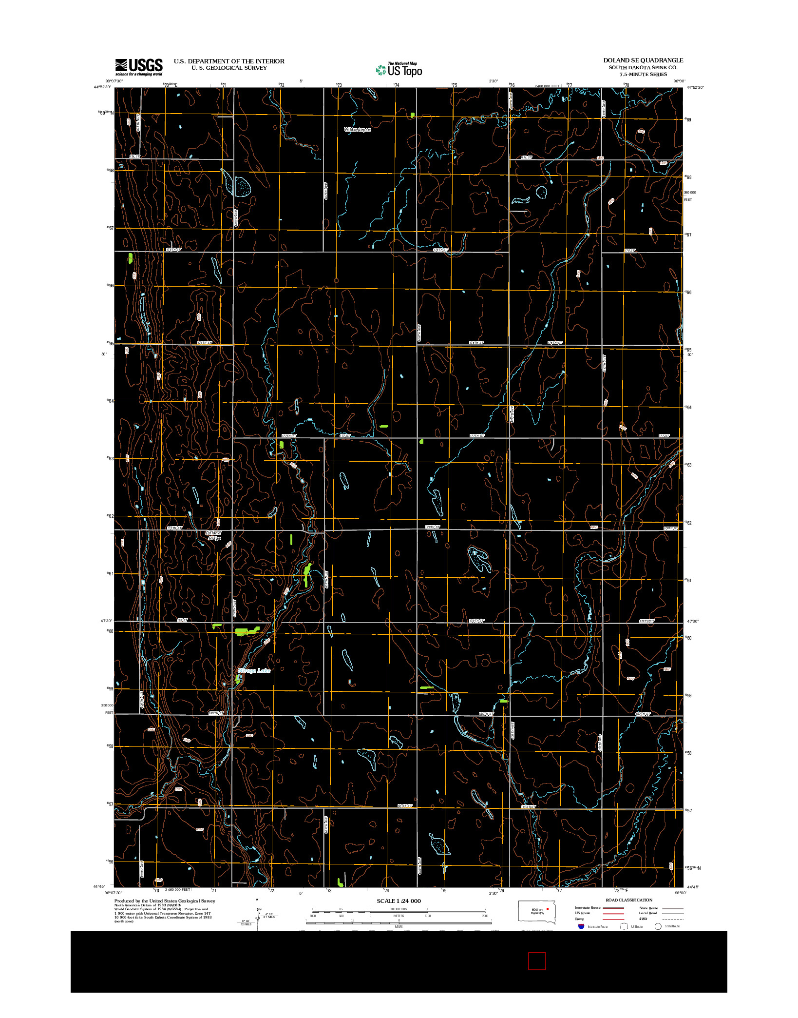 USGS US TOPO 7.5-MINUTE MAP FOR DOLAND SE, SD 2012