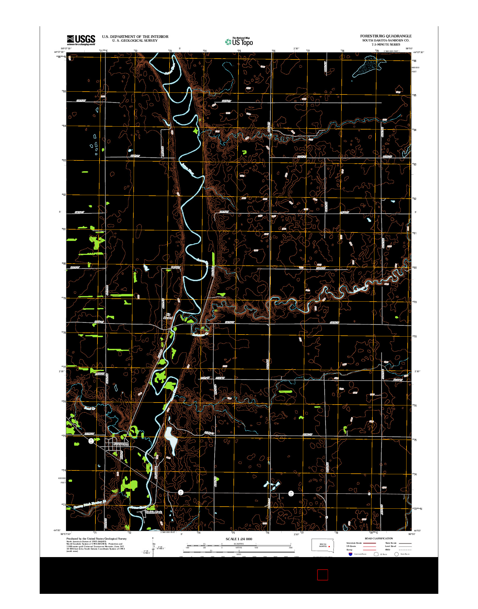 USGS US TOPO 7.5-MINUTE MAP FOR FORESTBURG, SD 2012