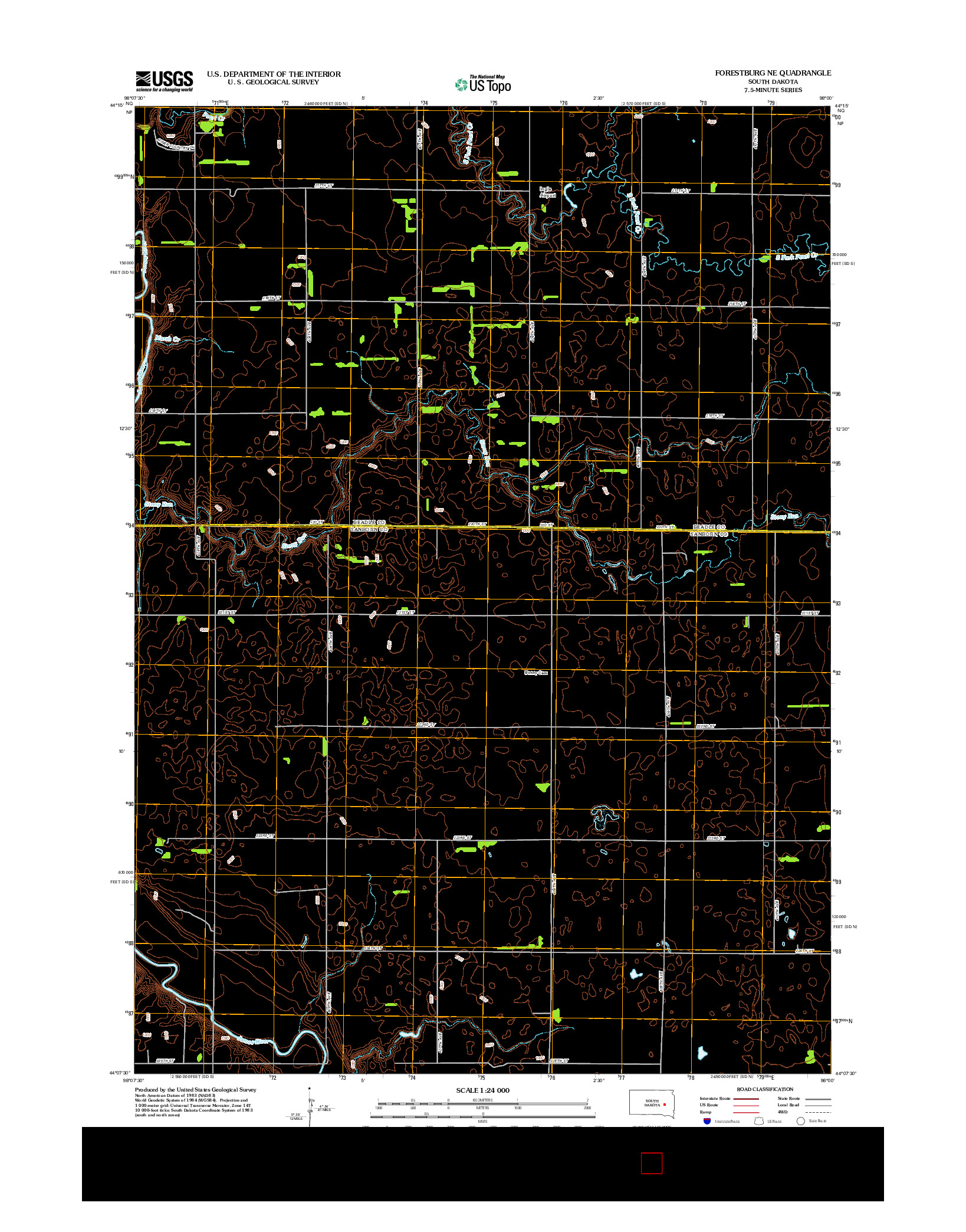 USGS US TOPO 7.5-MINUTE MAP FOR FORESTBURG NE, SD 2012