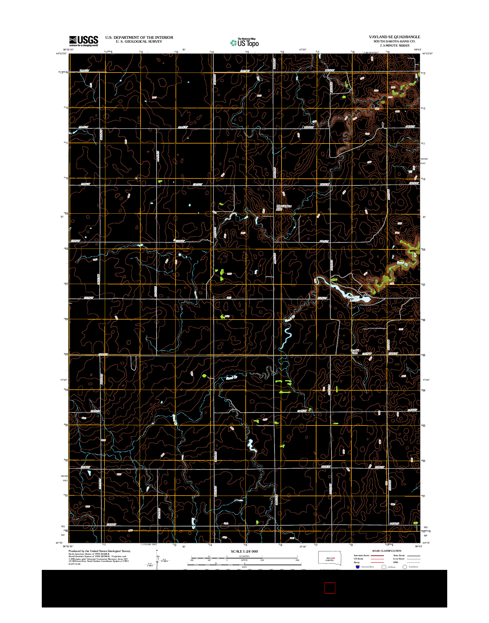 USGS US TOPO 7.5-MINUTE MAP FOR VAYLAND SE, SD 2012