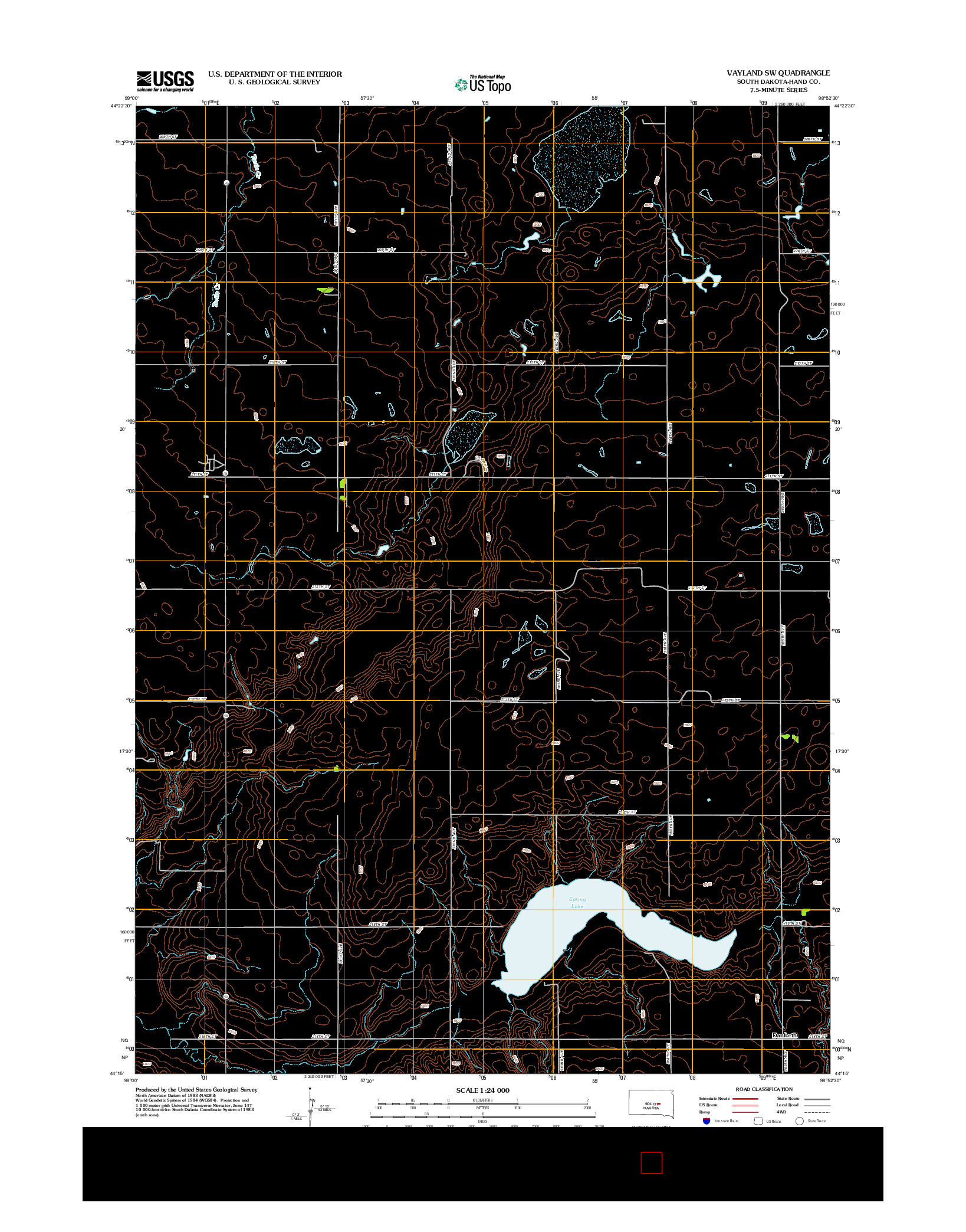 USGS US TOPO 7.5-MINUTE MAP FOR VAYLAND SW, SD 2012