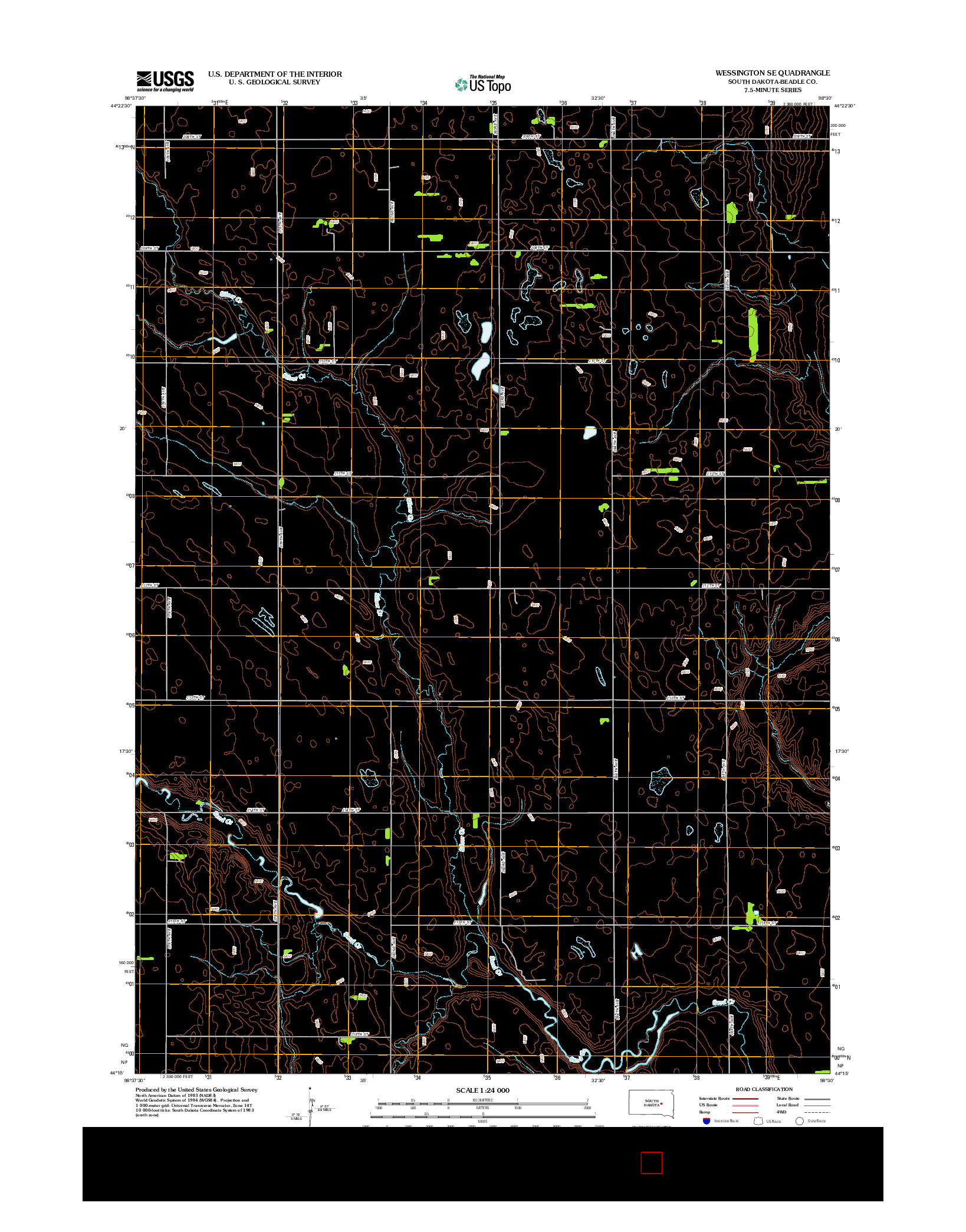 USGS US TOPO 7.5-MINUTE MAP FOR WESSINGTON SE, SD 2012