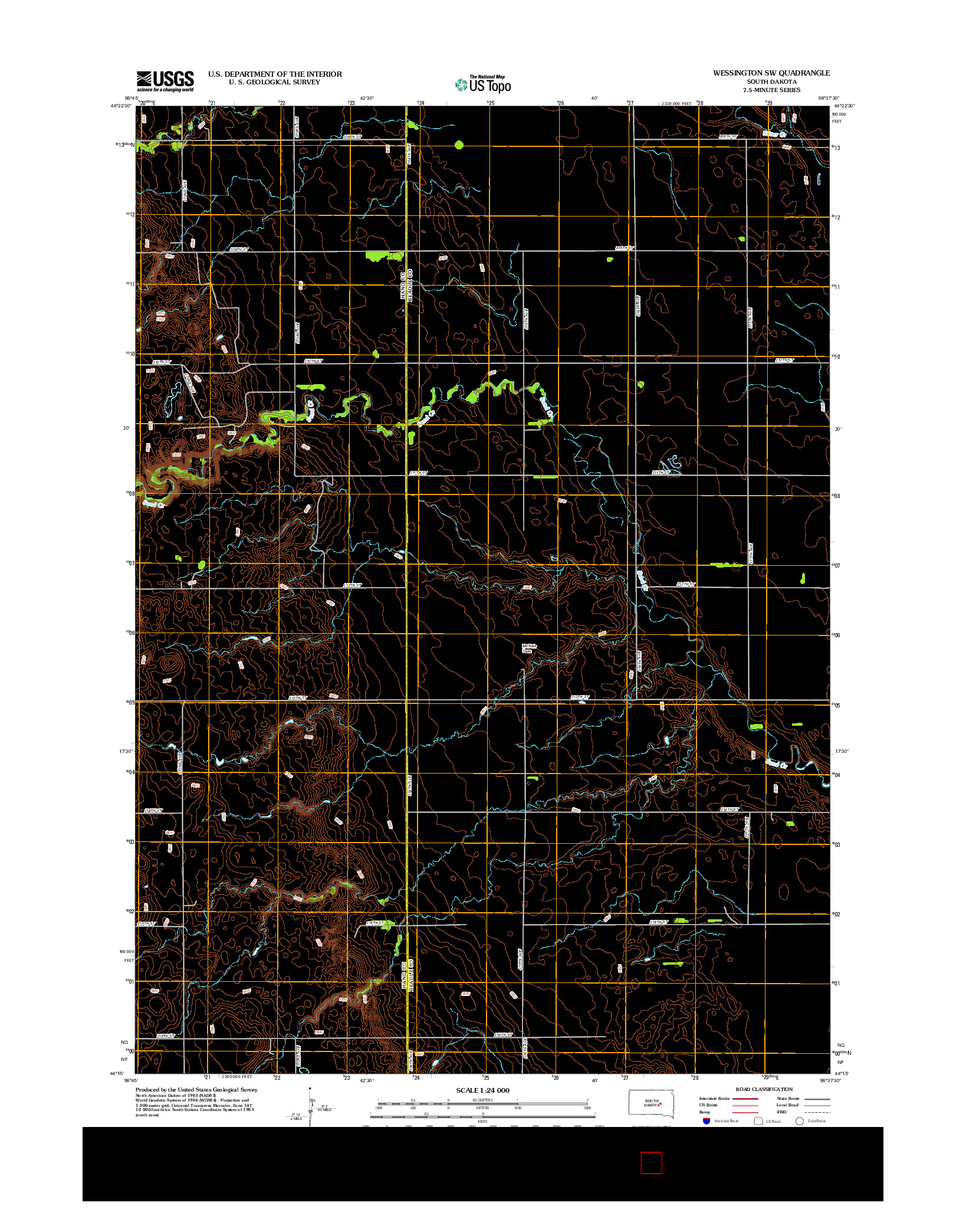 USGS US TOPO 7.5-MINUTE MAP FOR WESSINGTON SW, SD 2012