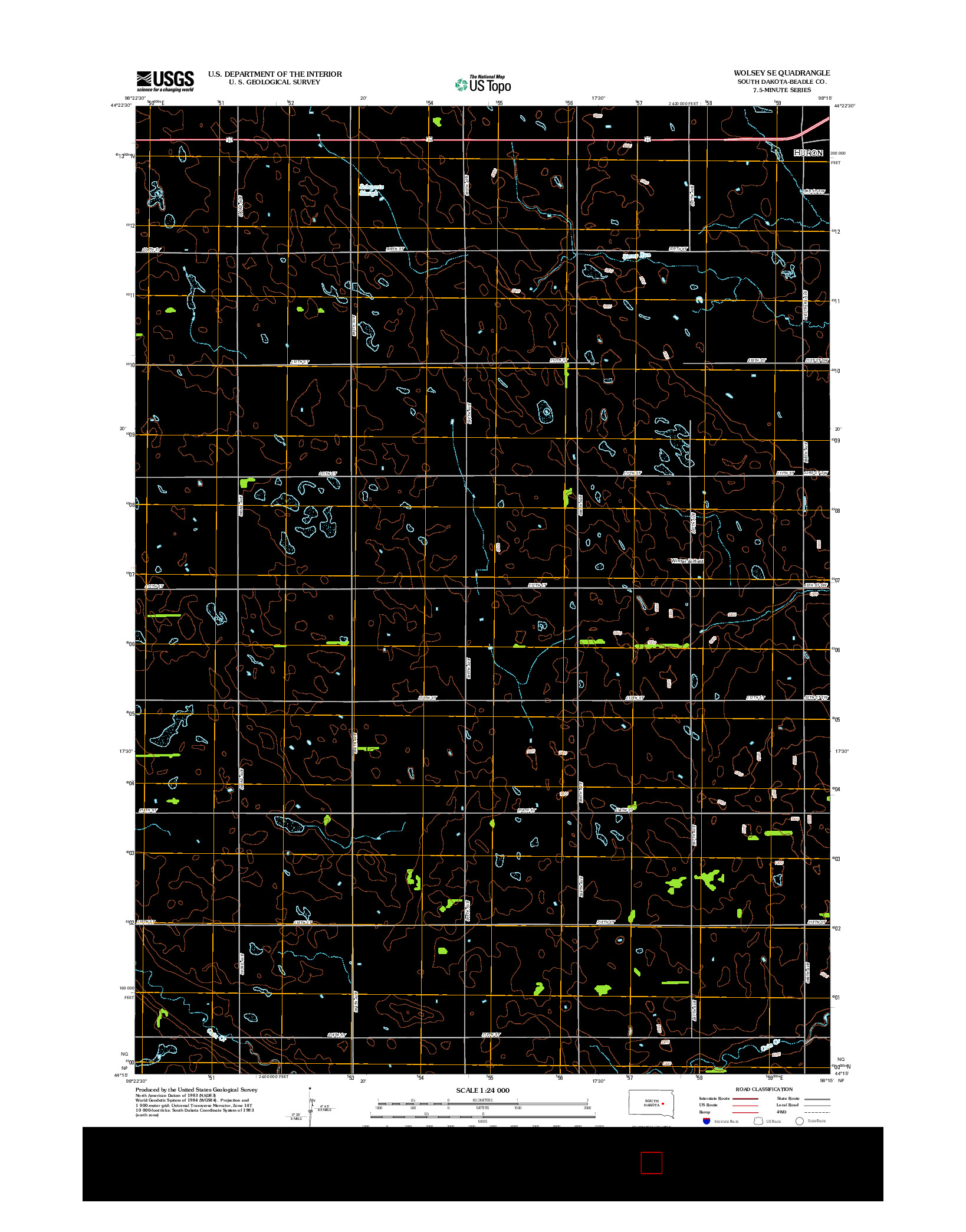 USGS US TOPO 7.5-MINUTE MAP FOR WOLSEY SE, SD 2012