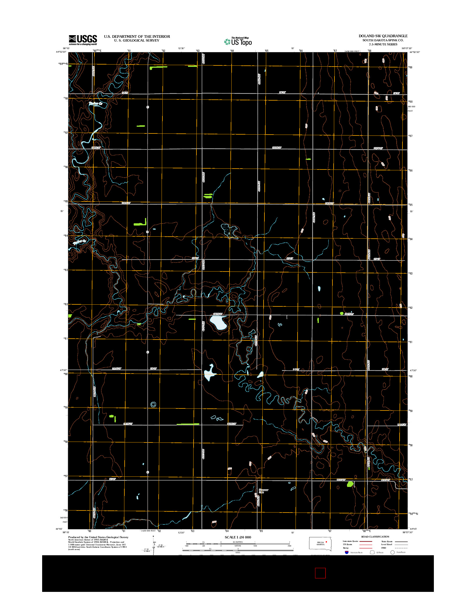 USGS US TOPO 7.5-MINUTE MAP FOR DOLAND SW, SD 2012